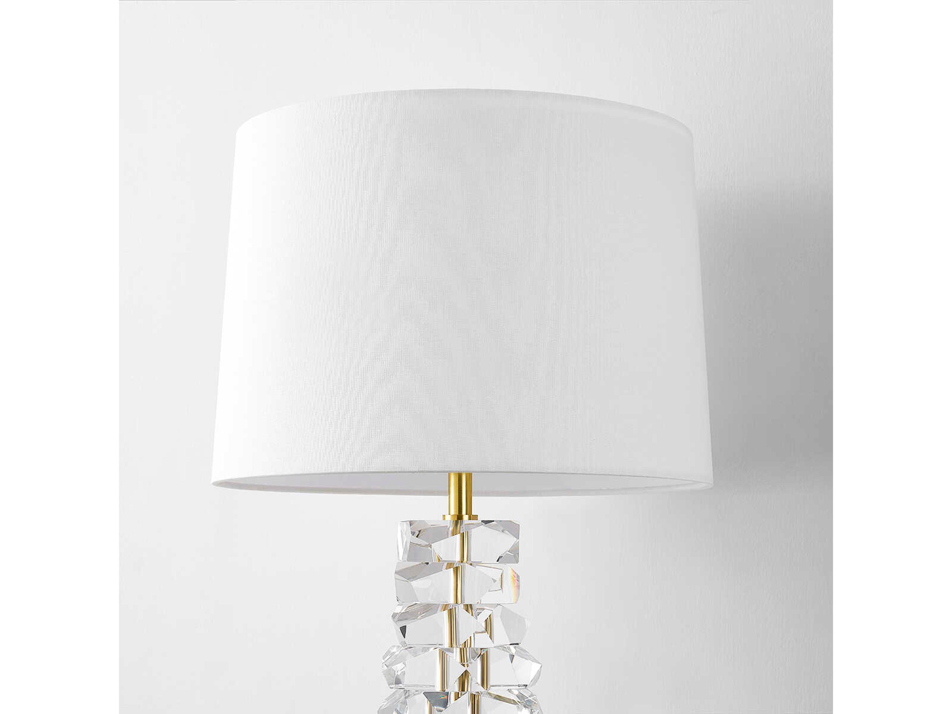 Hudson Valley Bellarie Aged Brass White Linen Clear Buffet Lamp