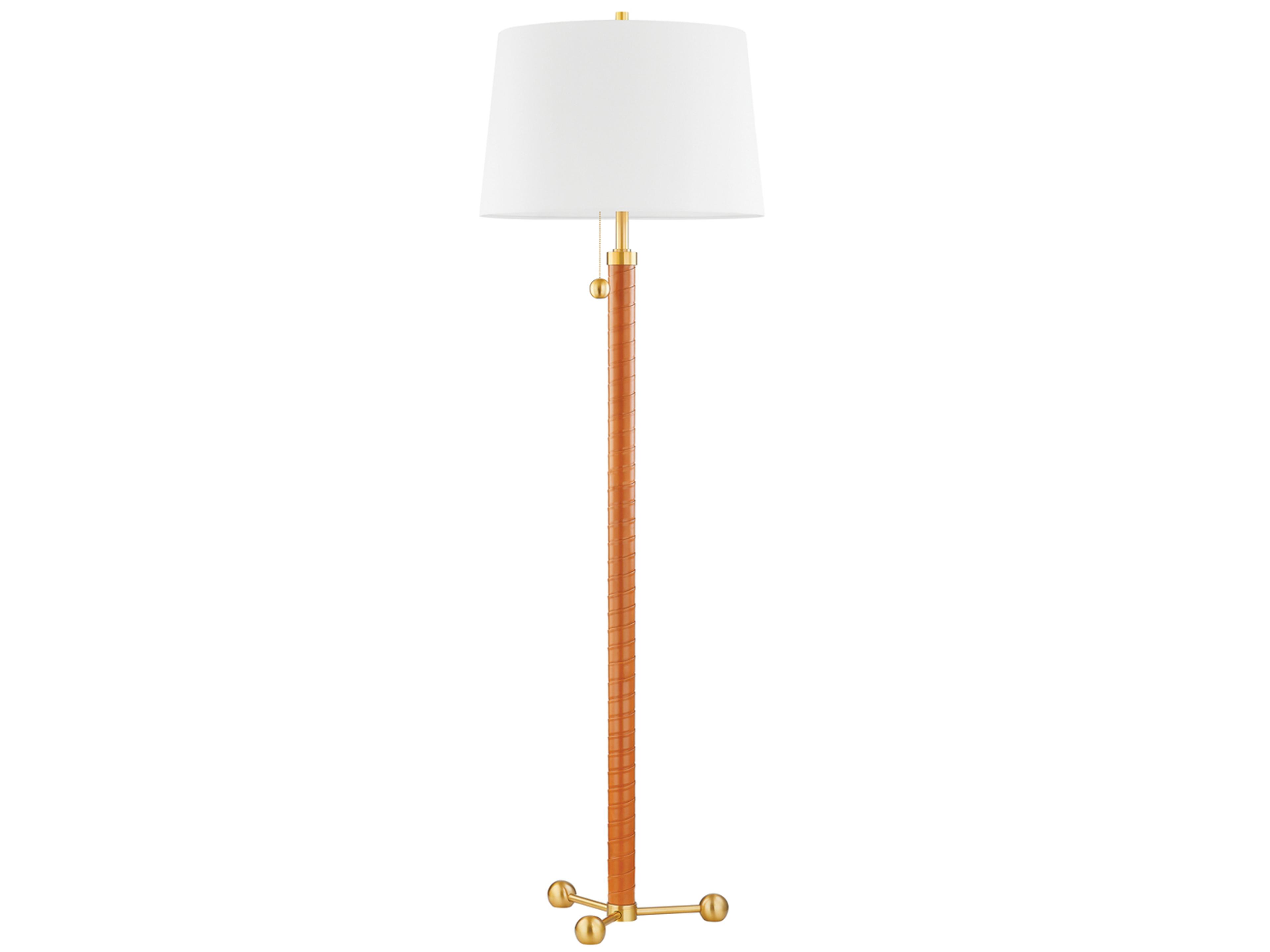 Noho Aged Brass White Linen Floor Lamp