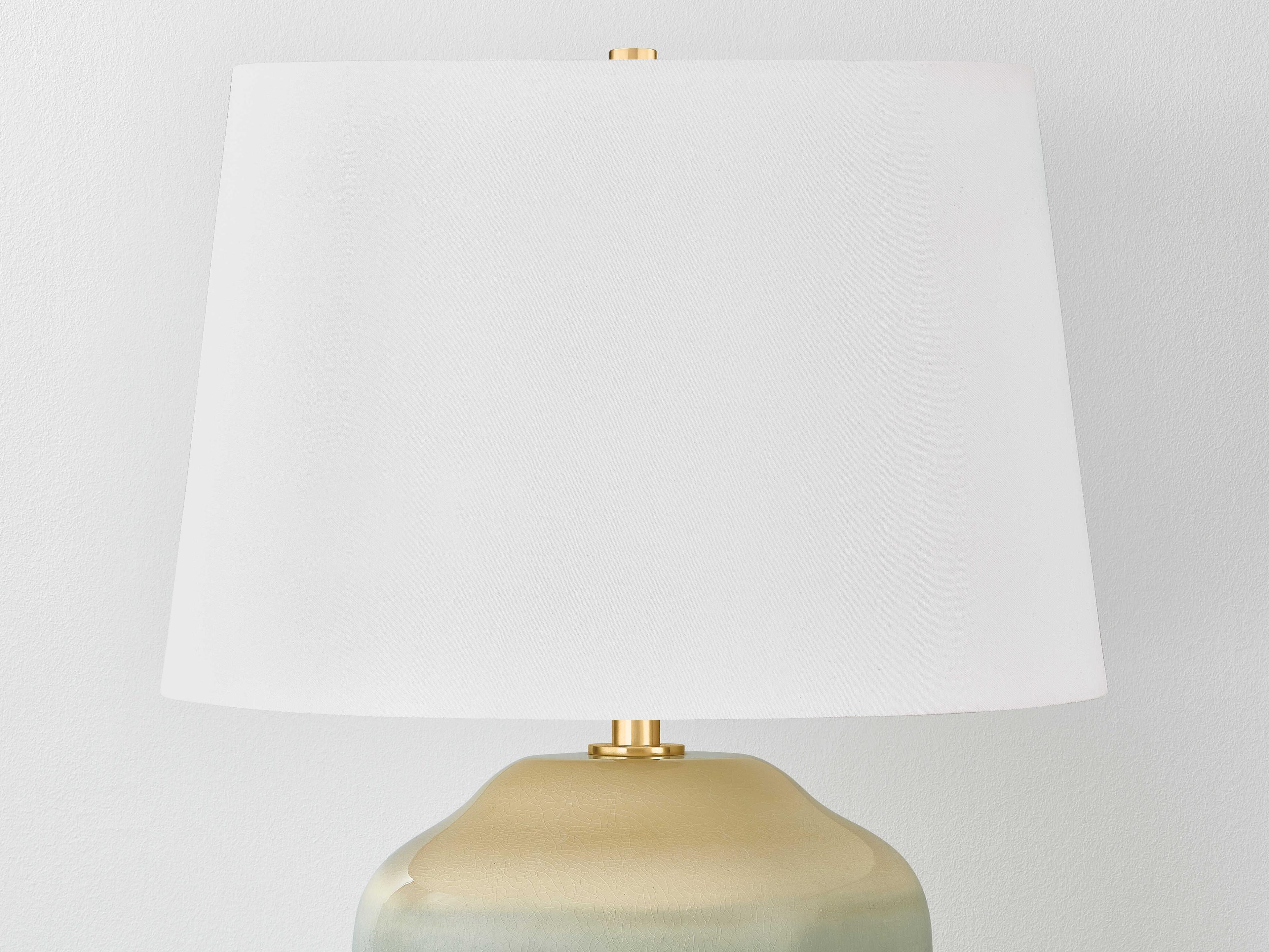 Hudson Valley Montville White Linen Green Buffet Lamp