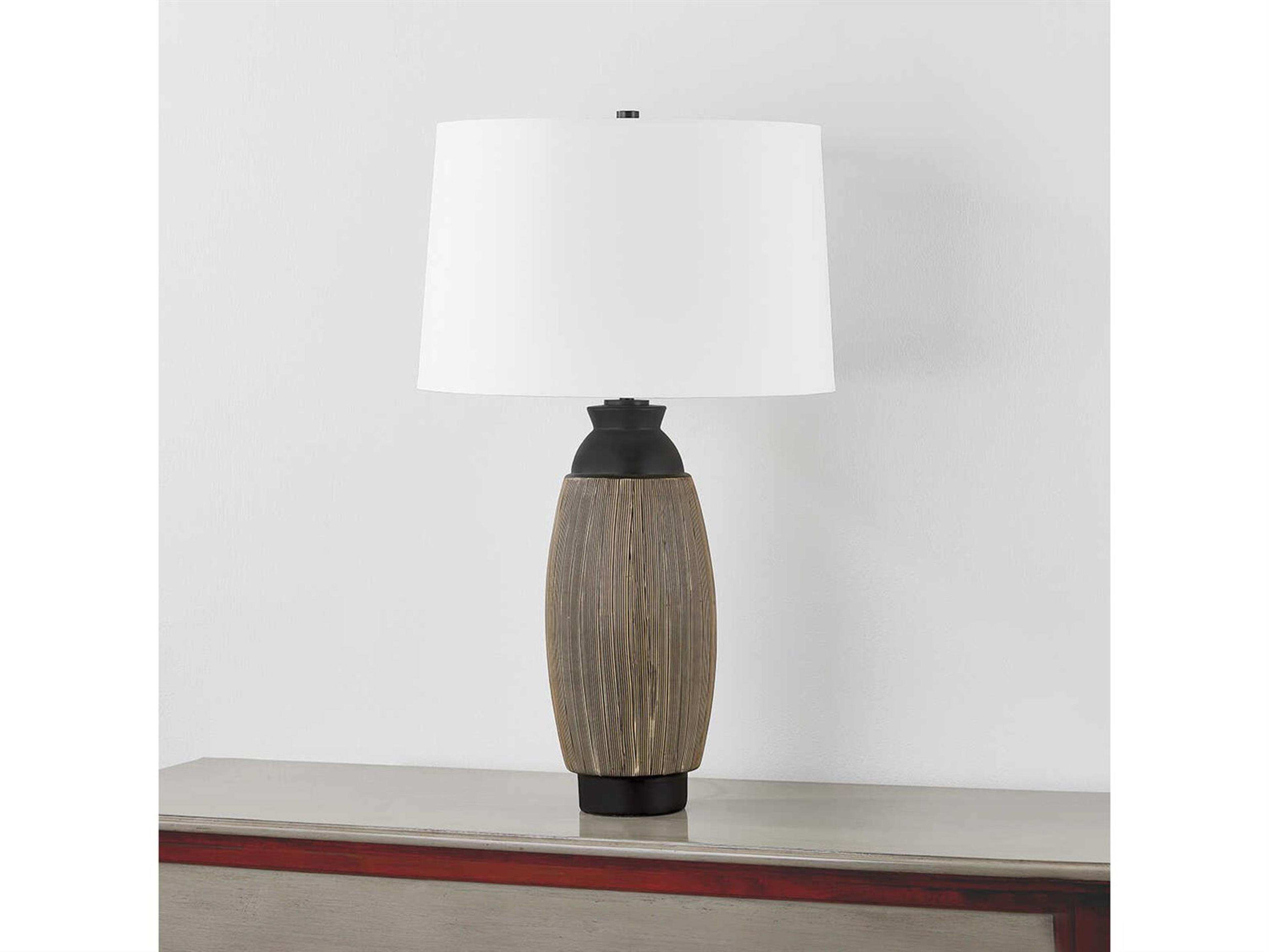 Hudson Valley Naseby White Linen Bronze Buffet Lamp