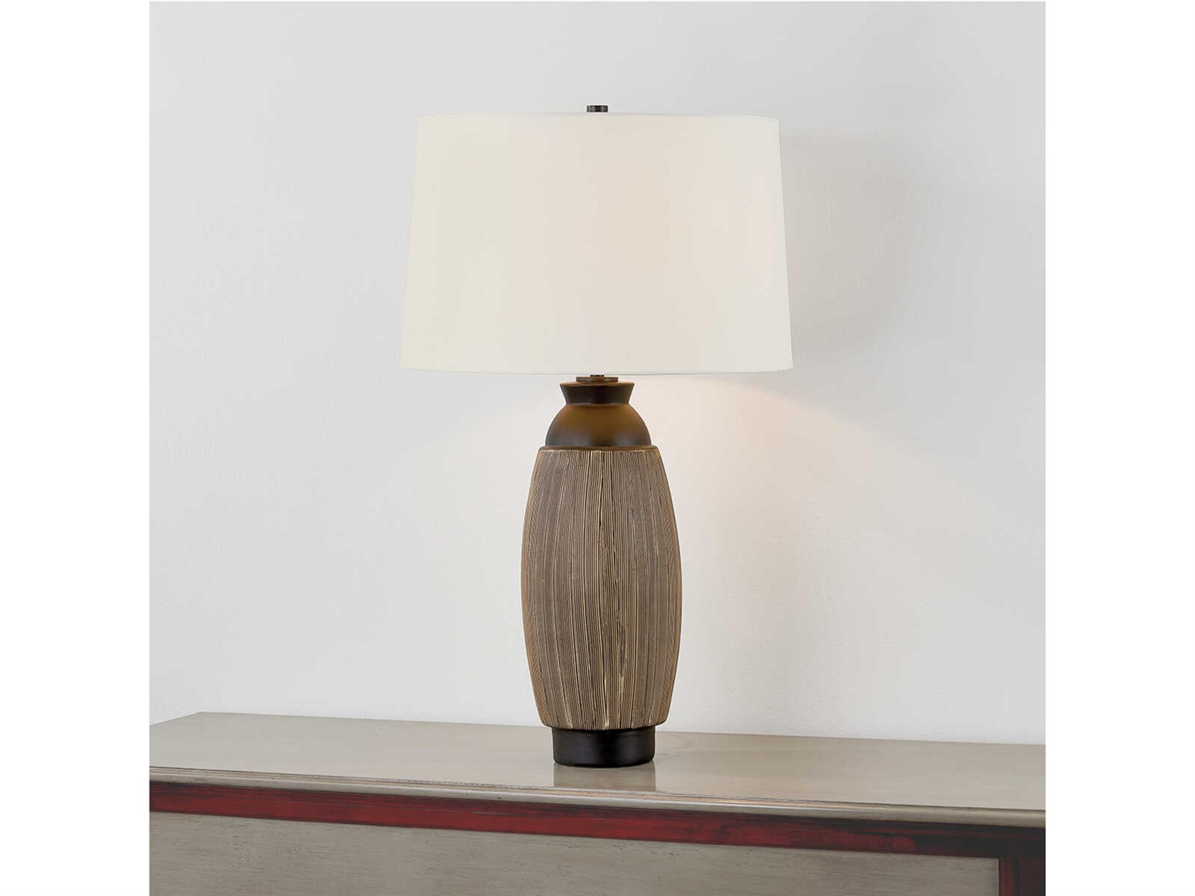 Hudson Valley Naseby White Linen Bronze Buffet Lamp
