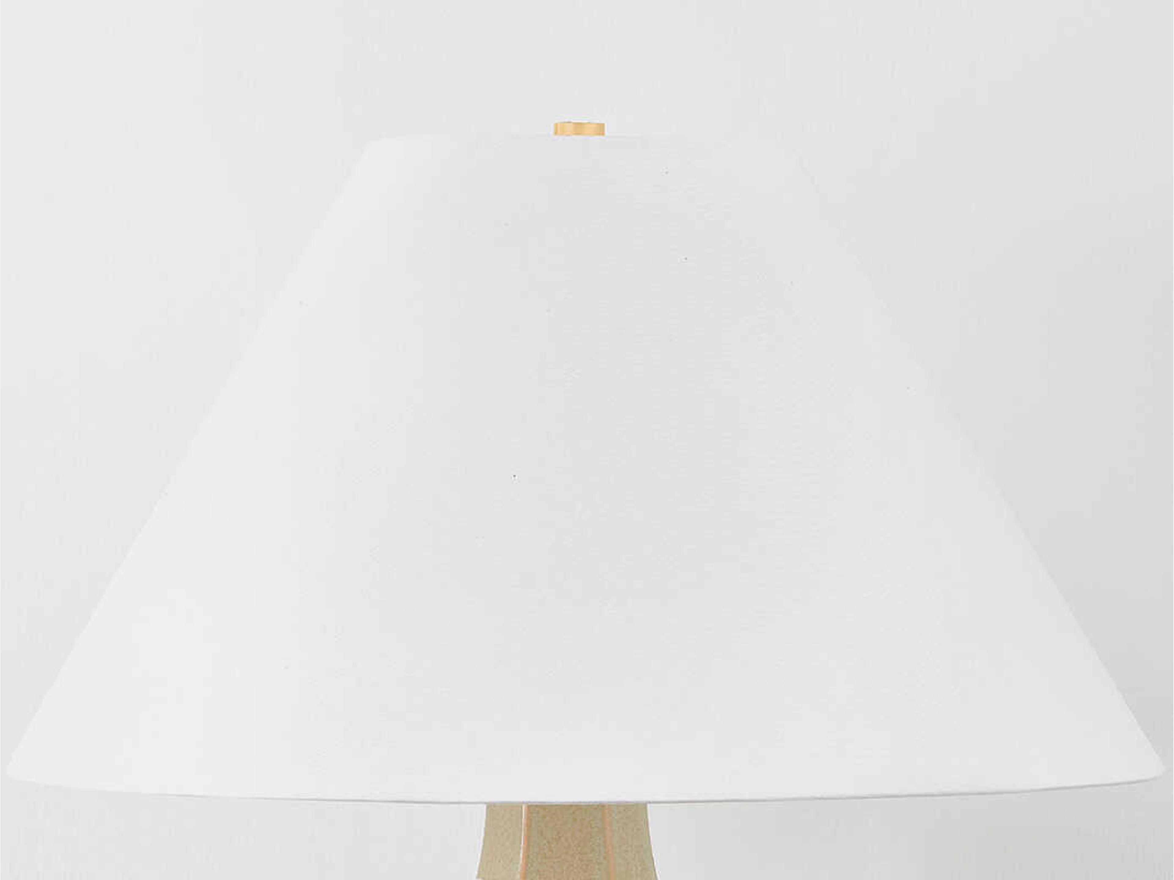 Hudson Valley Abescon Aged Brass Ceramic Cocoon White Linen Brown Buffet Lamp