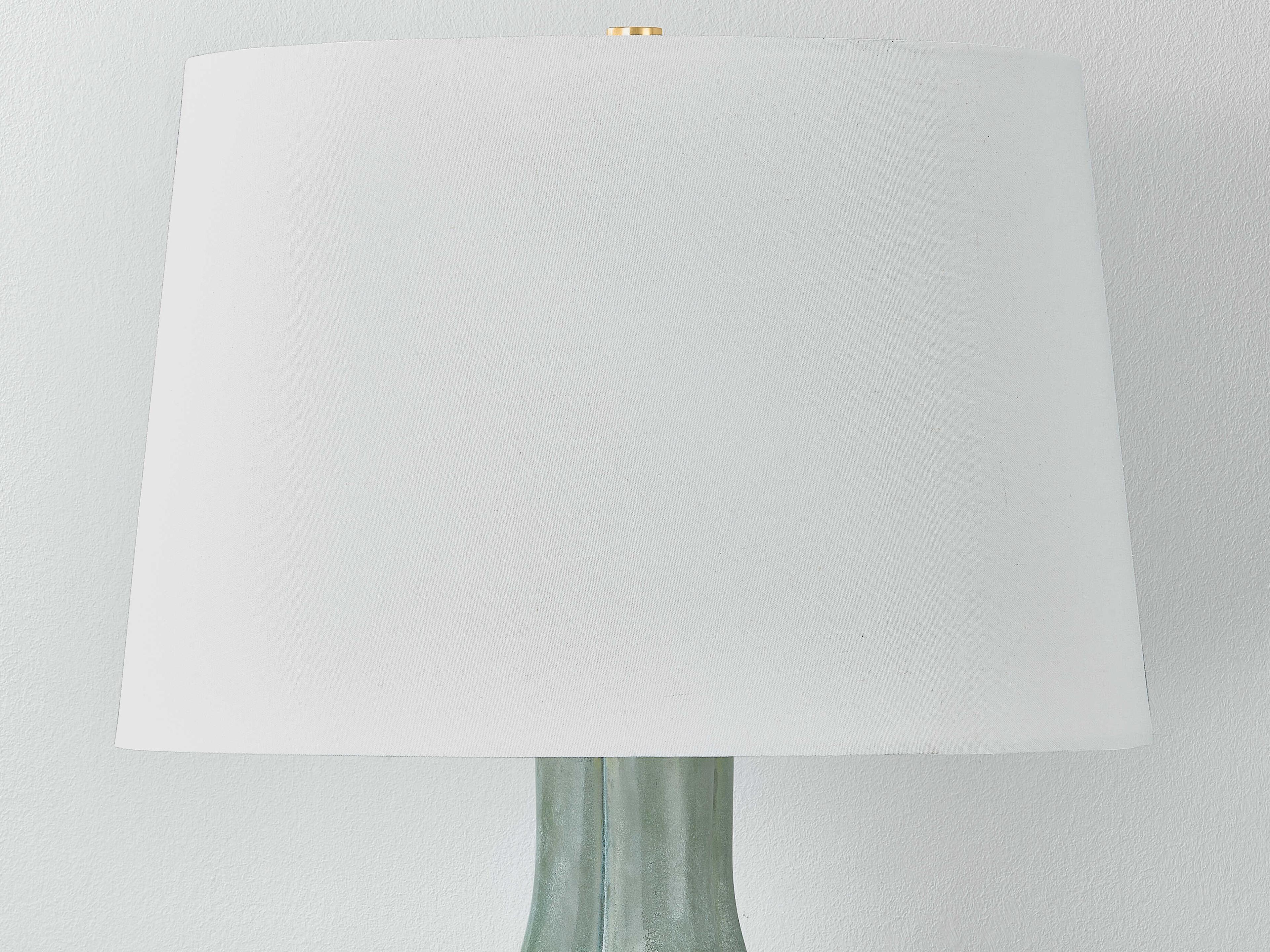 Hudson Valley Galloway Aged Brass Ceramic Moss Ivory White Linen Green Buffet Lamp