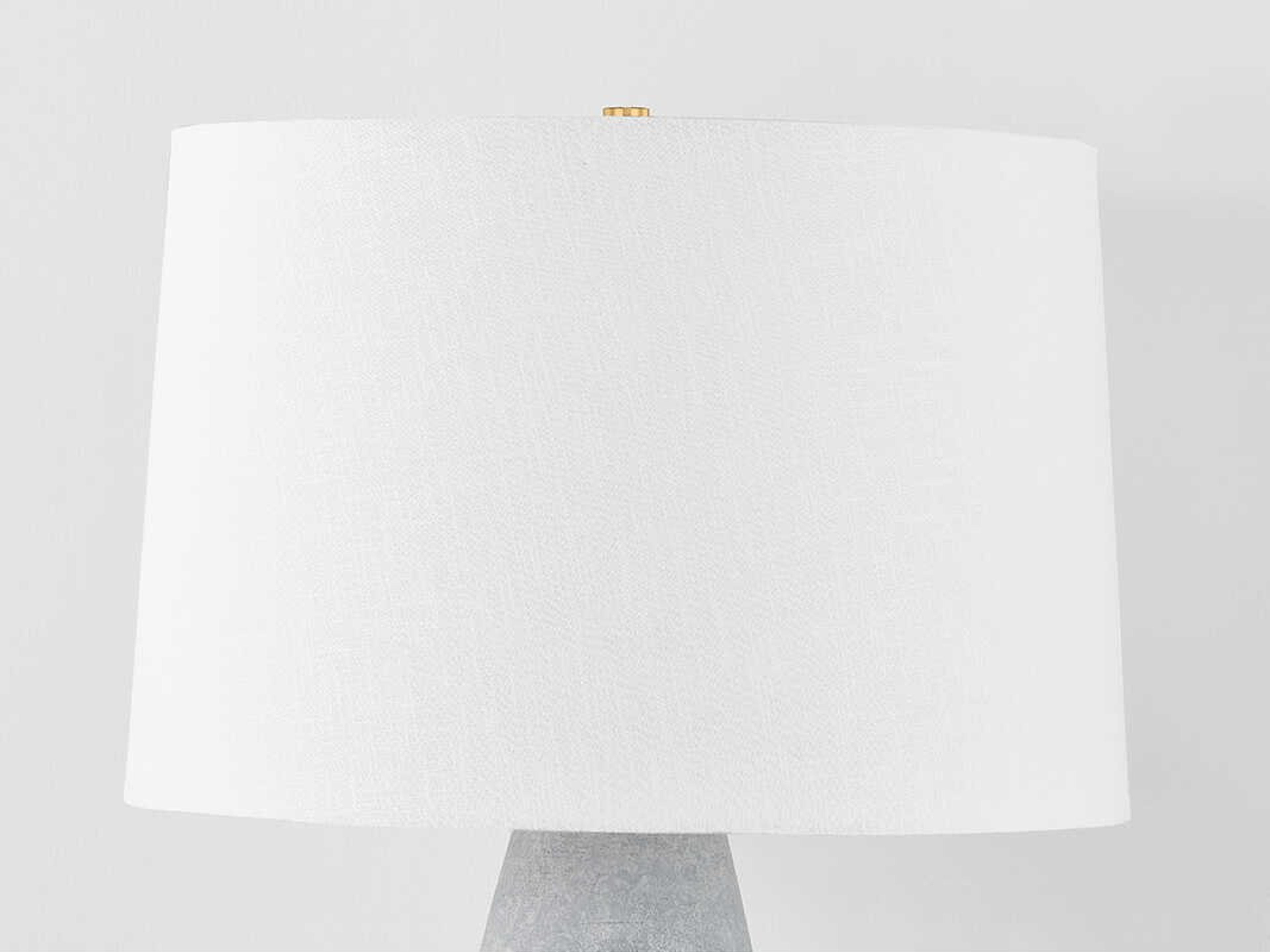 Hudson Valley Hackensack Aged Brass Ceramic Stonewash Textured Linen Fabric Gray Buffet Lamp