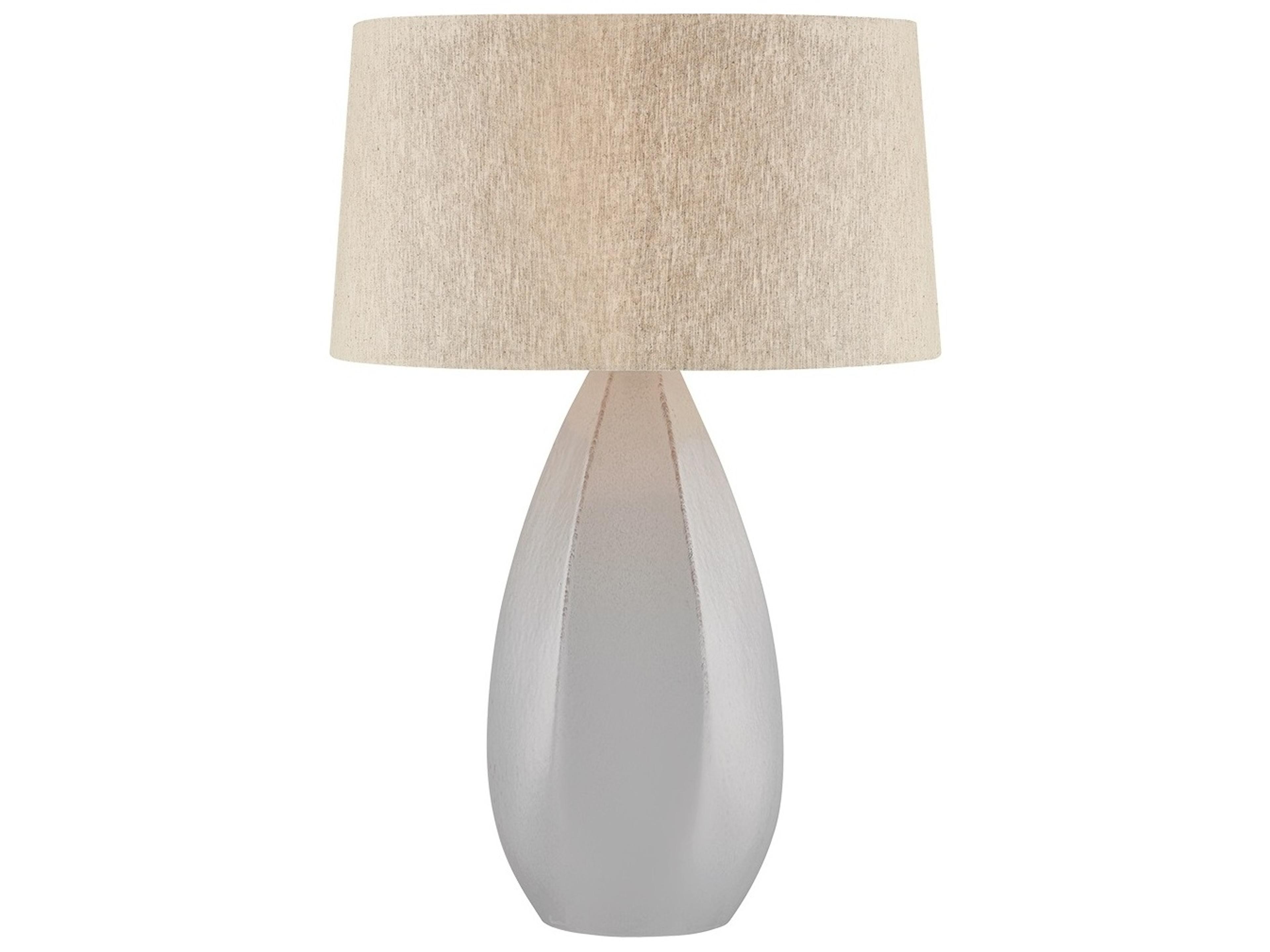 Colwyn Aged Brass Ceramic Dove White Natural Linen Fabric Buffet Lamp