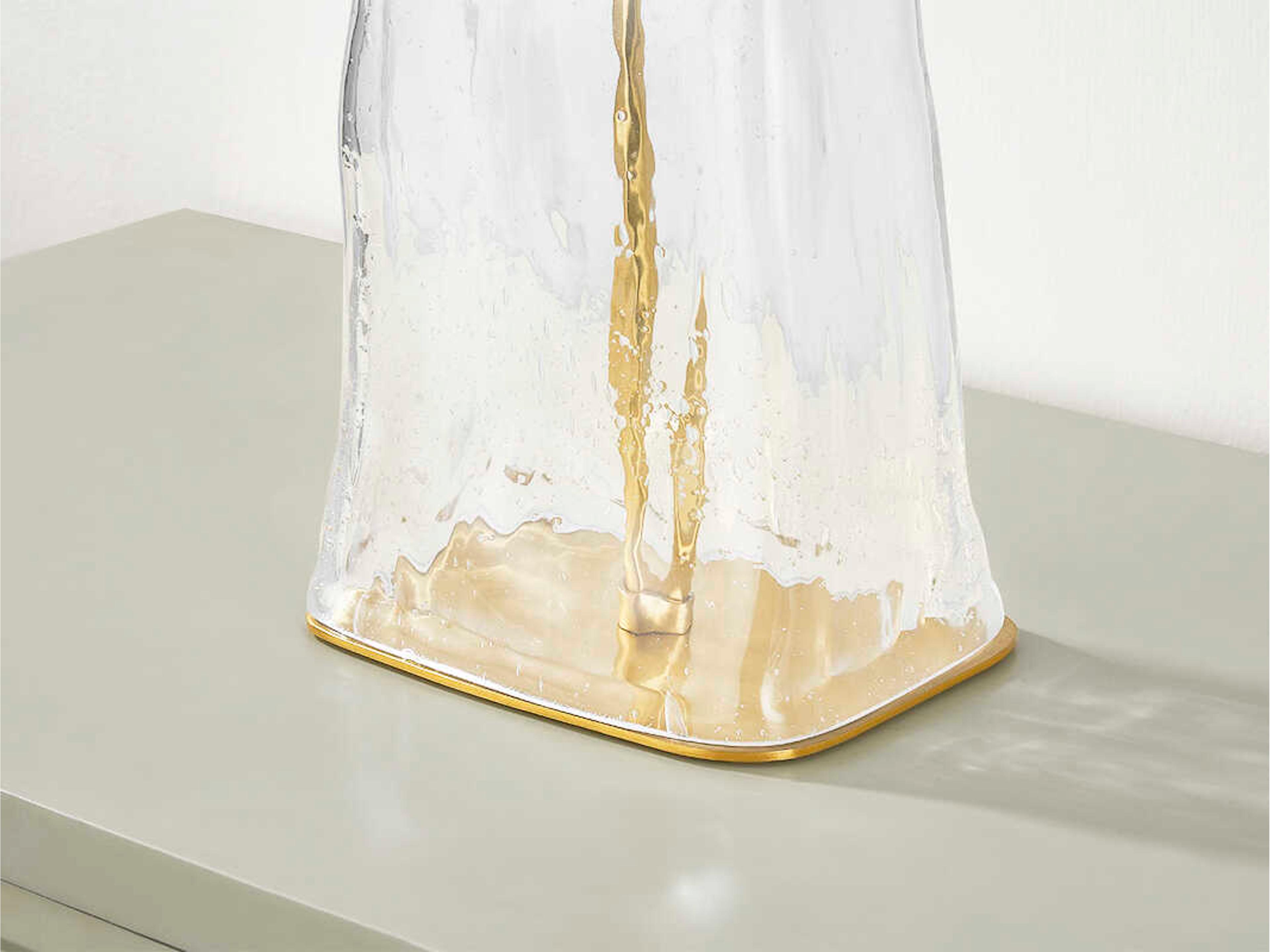 Hudson Valley Midura Aged Brass White Linen Clear Buffet Lamp