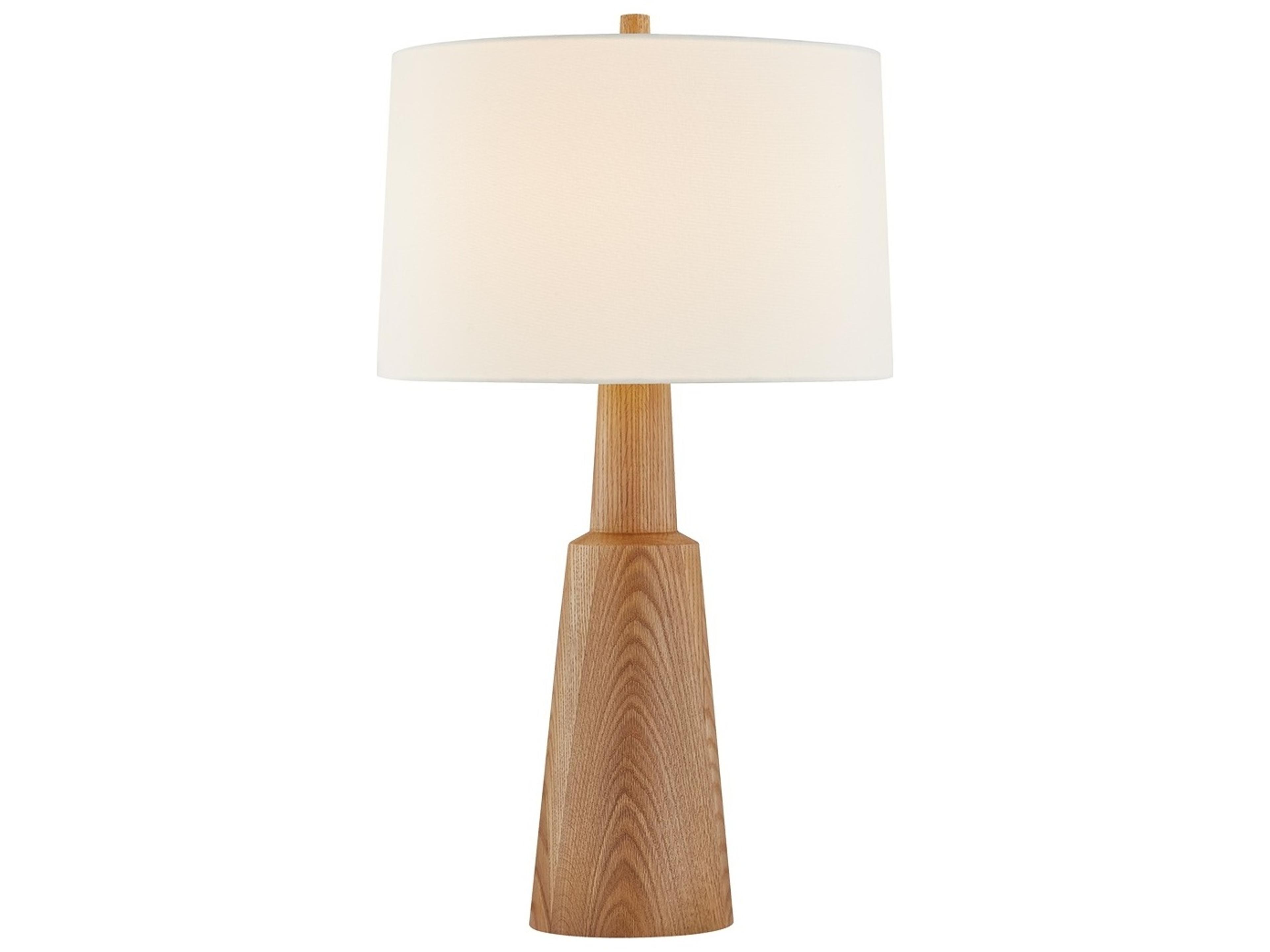 Dennis Aged Brass White Linen Fabric Brown Buffet Lamp