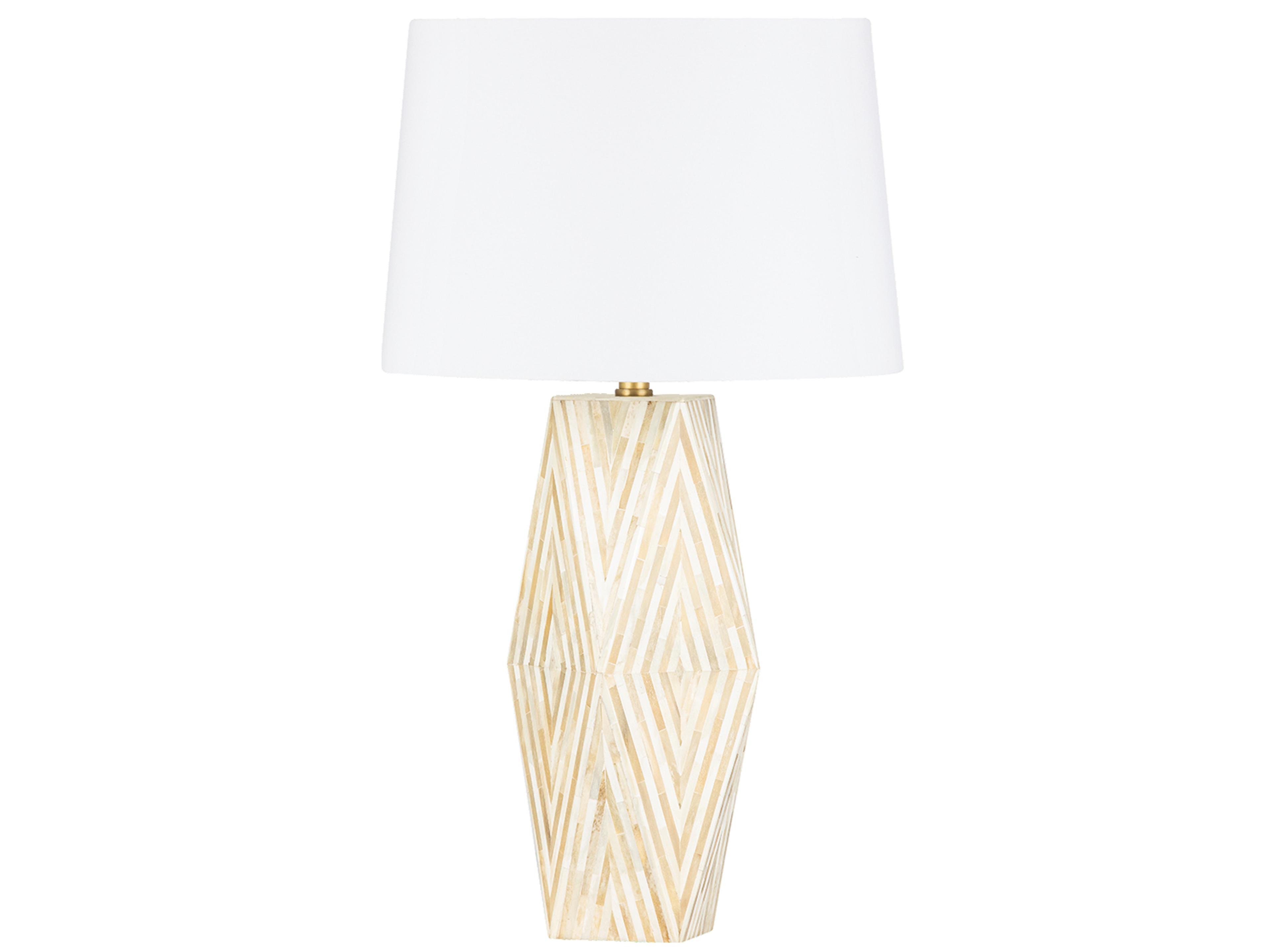 Hudson Valley Syracuse Aged Brass White Linen Off Buffet Lamp