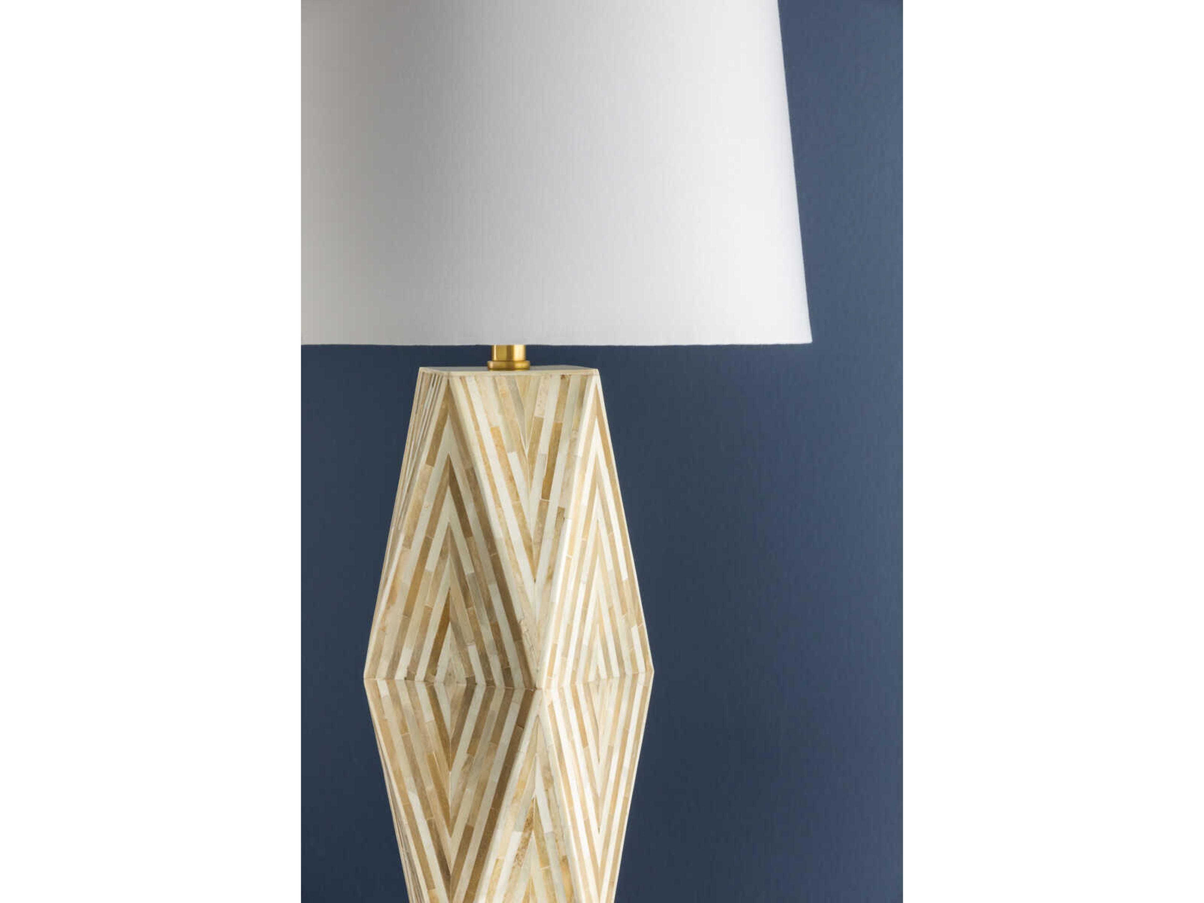 Hudson Valley Syracuse Aged Brass White Linen Off Buffet Lamp