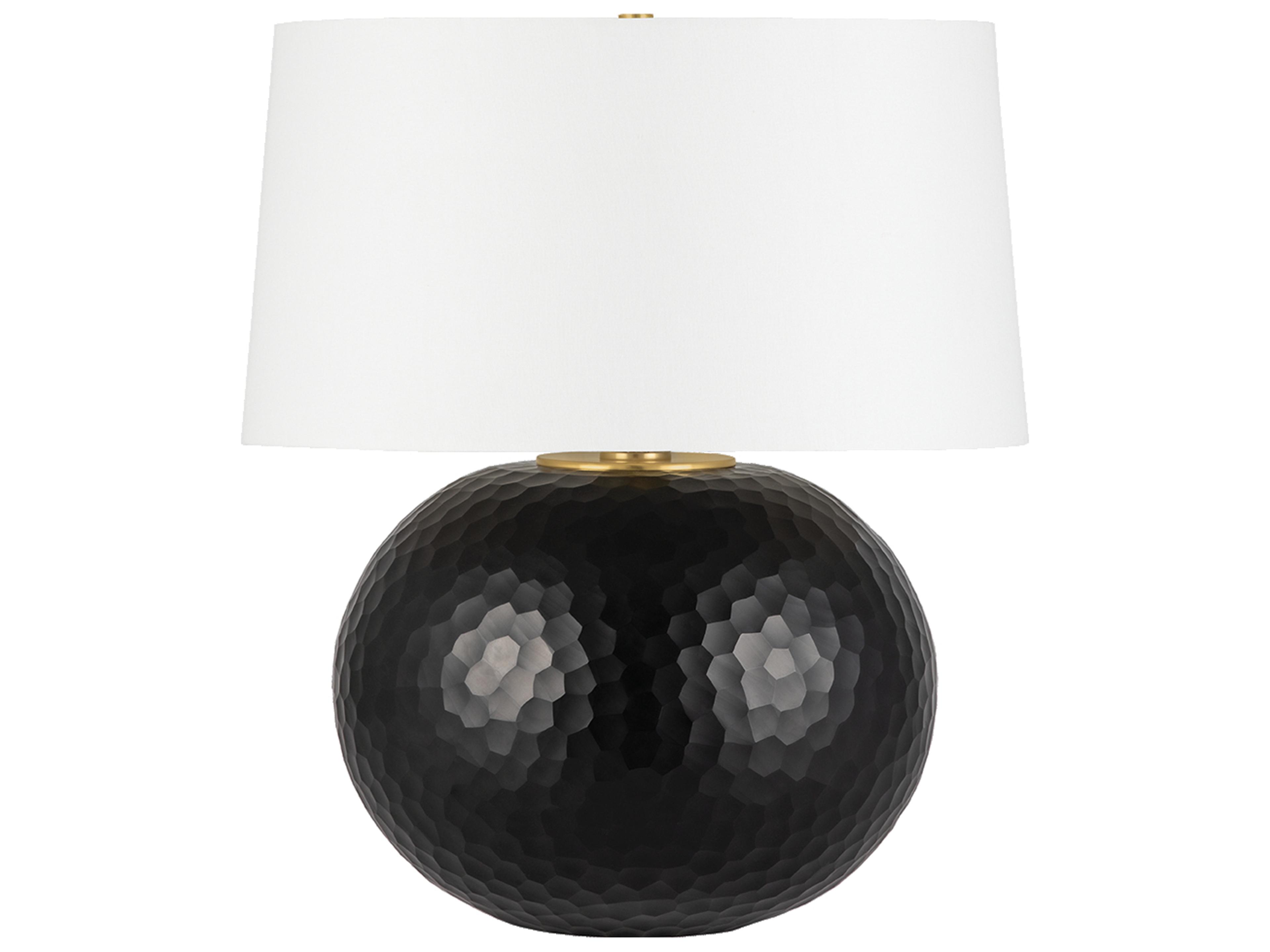 Dashville Aged Brass White Linen Black Buffet Lamp