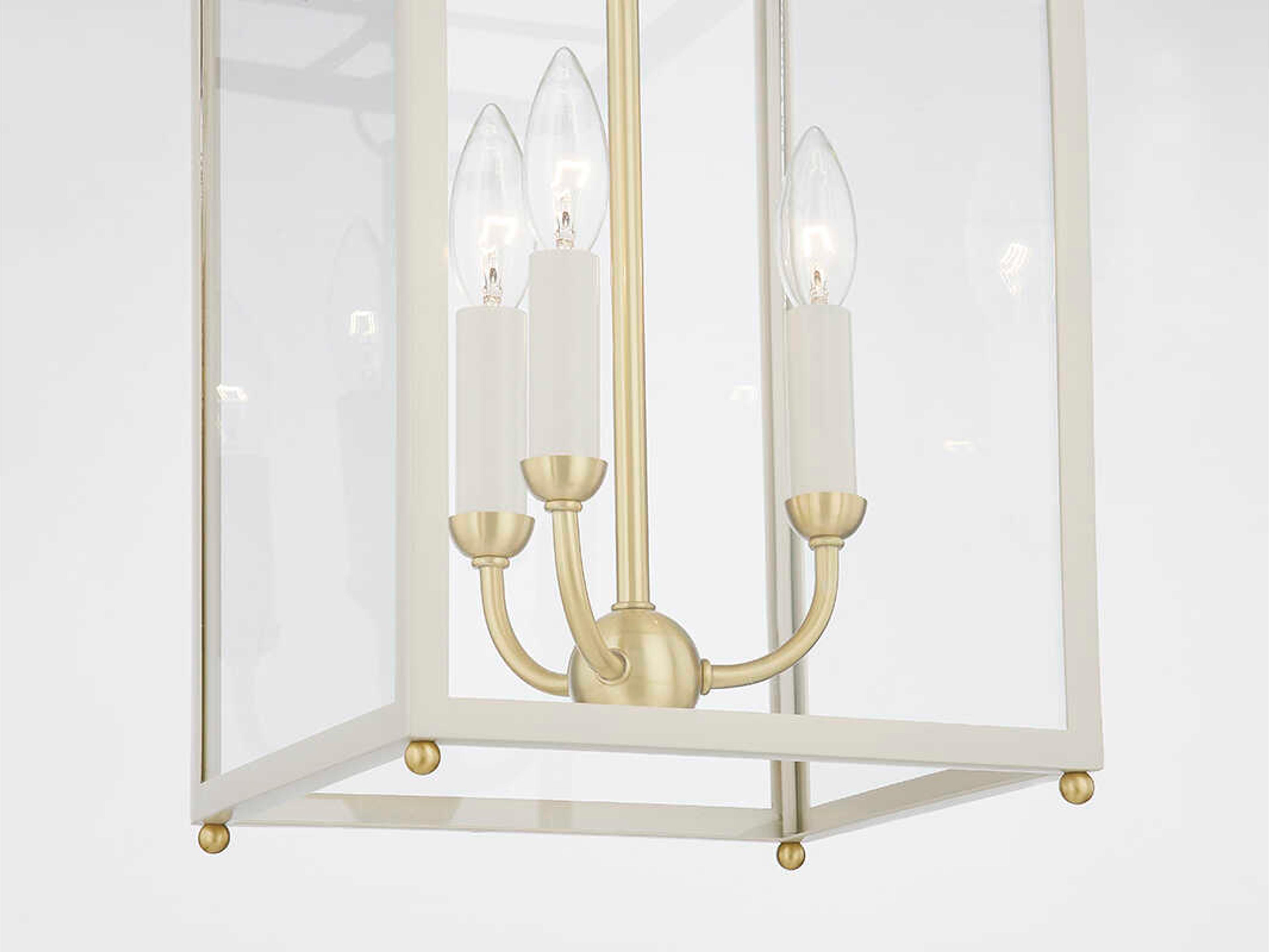 Hudson Valley Chaselton 3-Light Aged Brass White Glass Lantern Mini Pendant