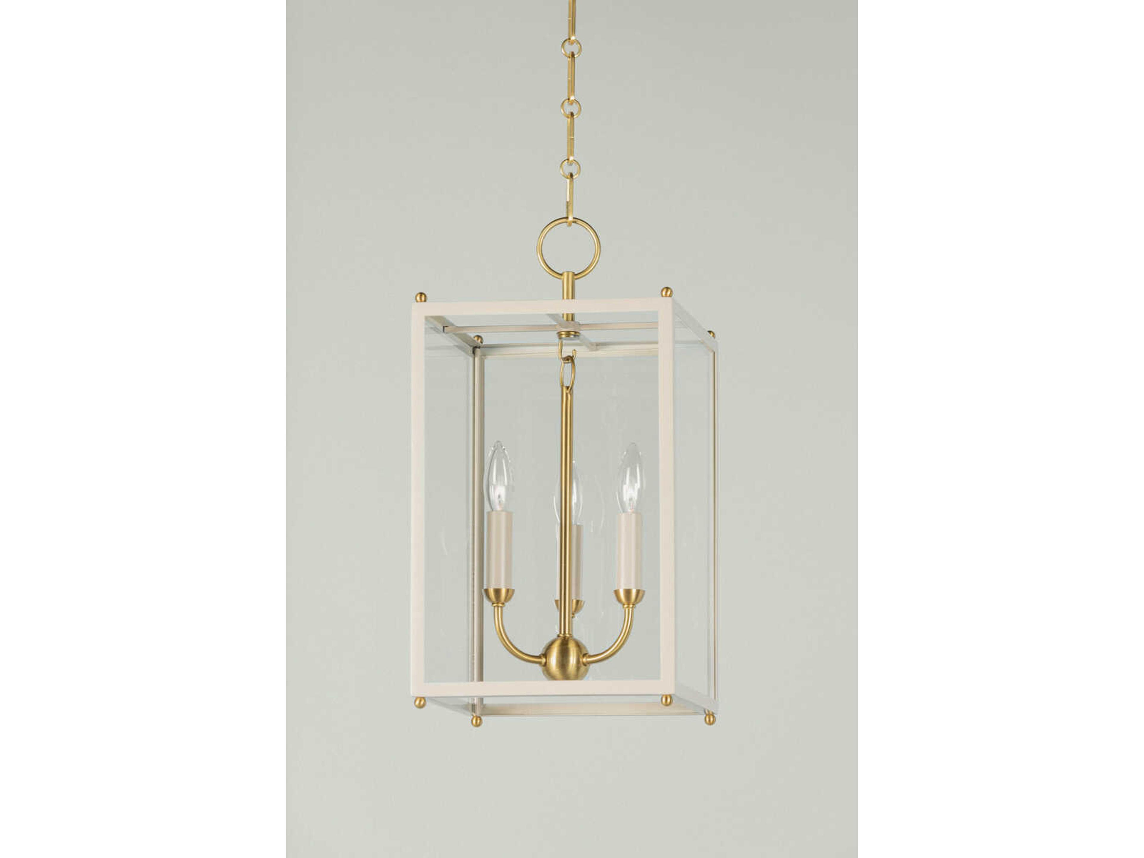 Hudson Valley Chaselton 3-Light Aged Brass White Glass Lantern Mini Pendant