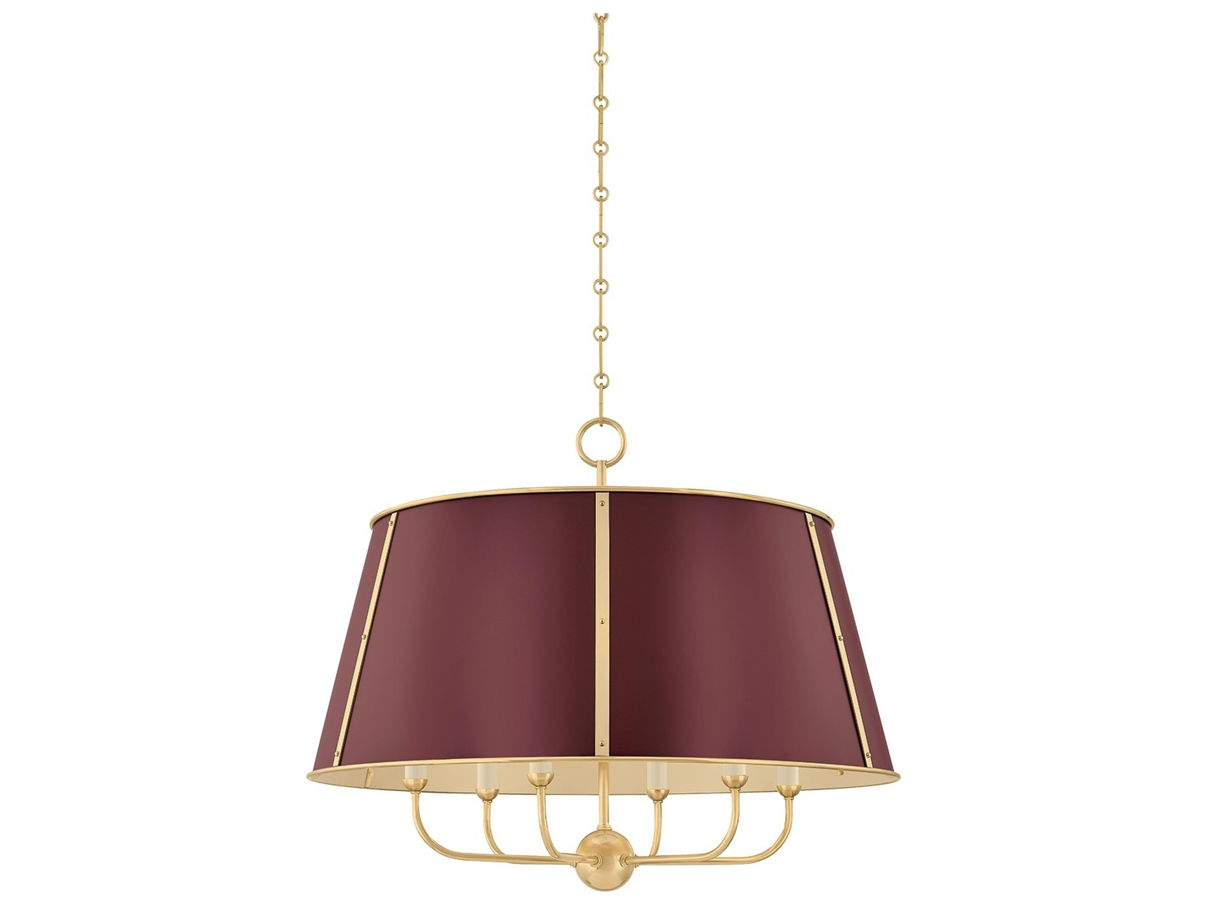 Cambridge 6-Light Aged Brass Soft Crimson Red Candelabra Chandelier