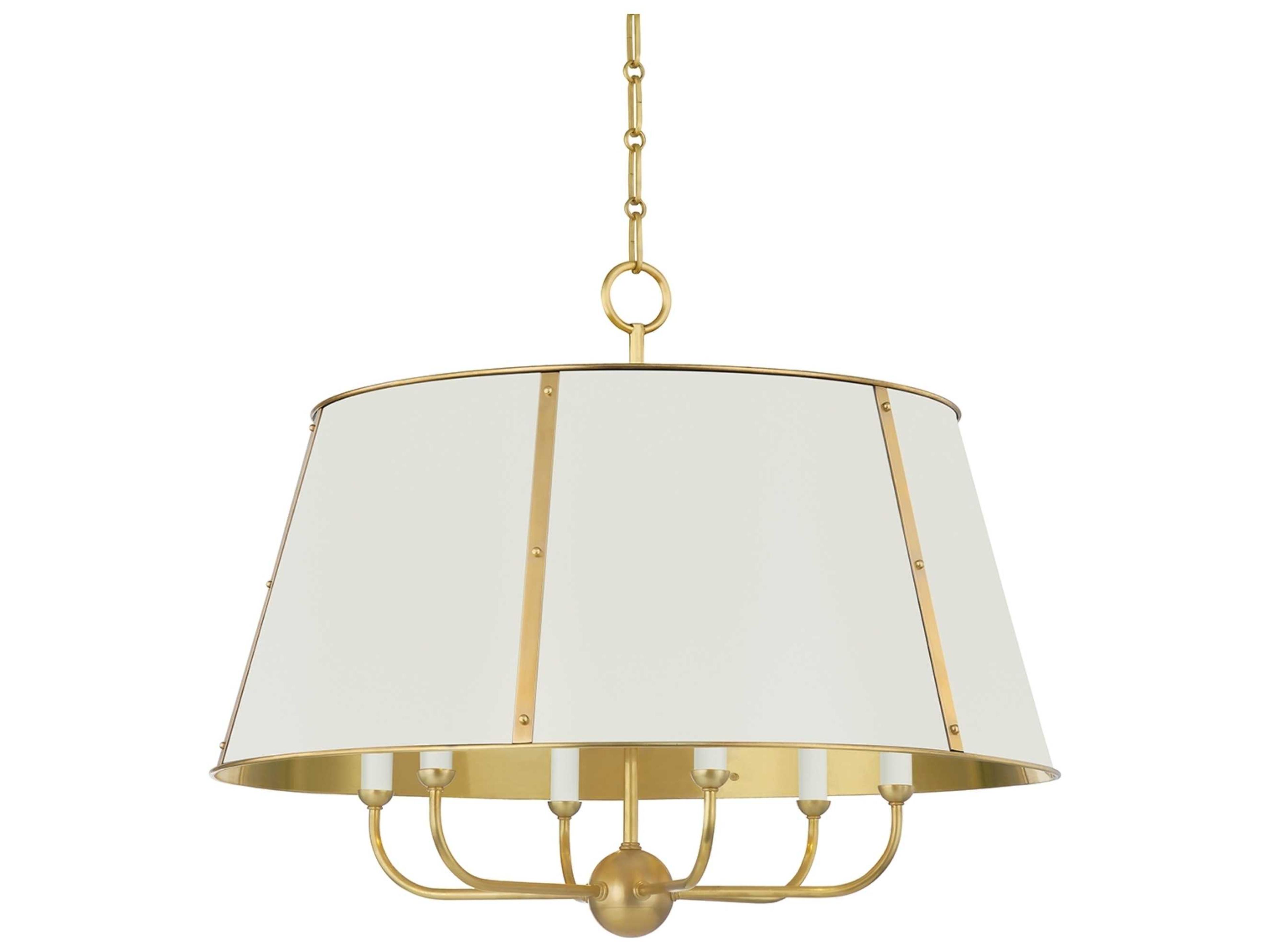 Cambridge 6-Light Aged Brass off White Candelabra Empire Chandelier