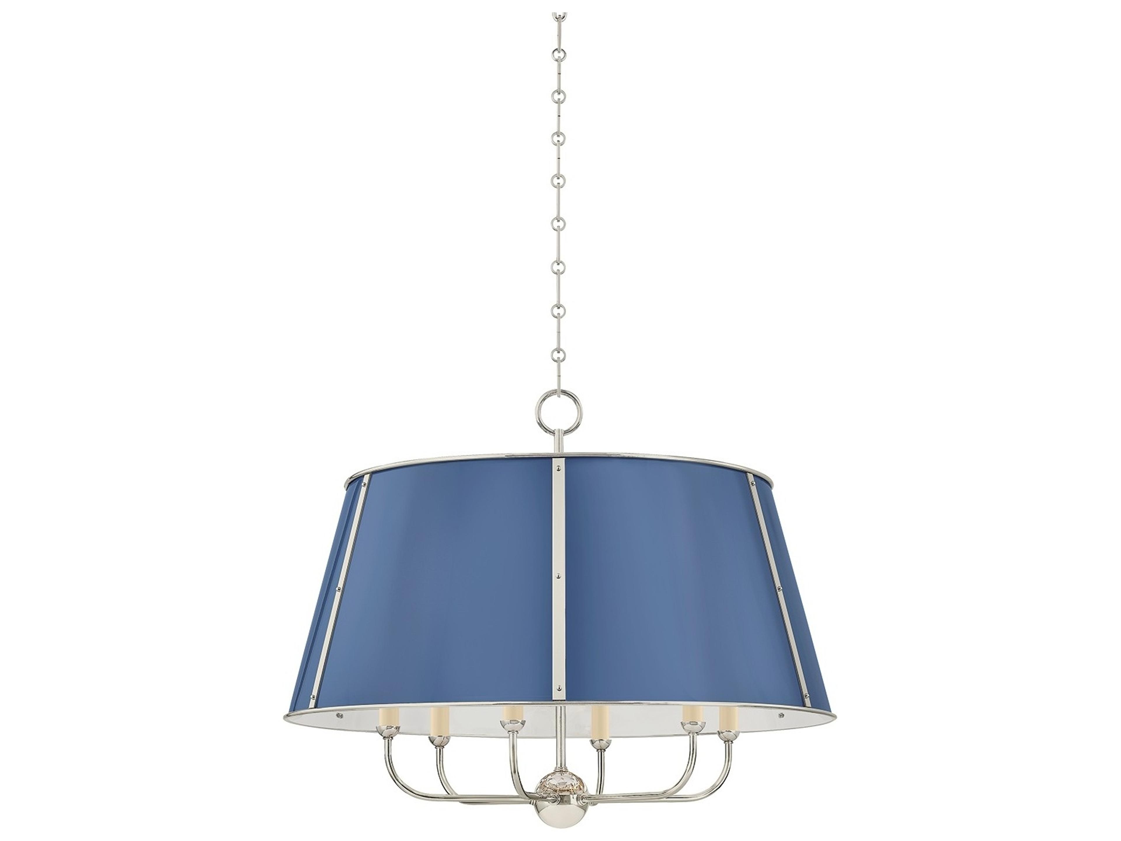 Cambridge 6-Light Polished Nickel Soft French Blue Candelabra Chandelier