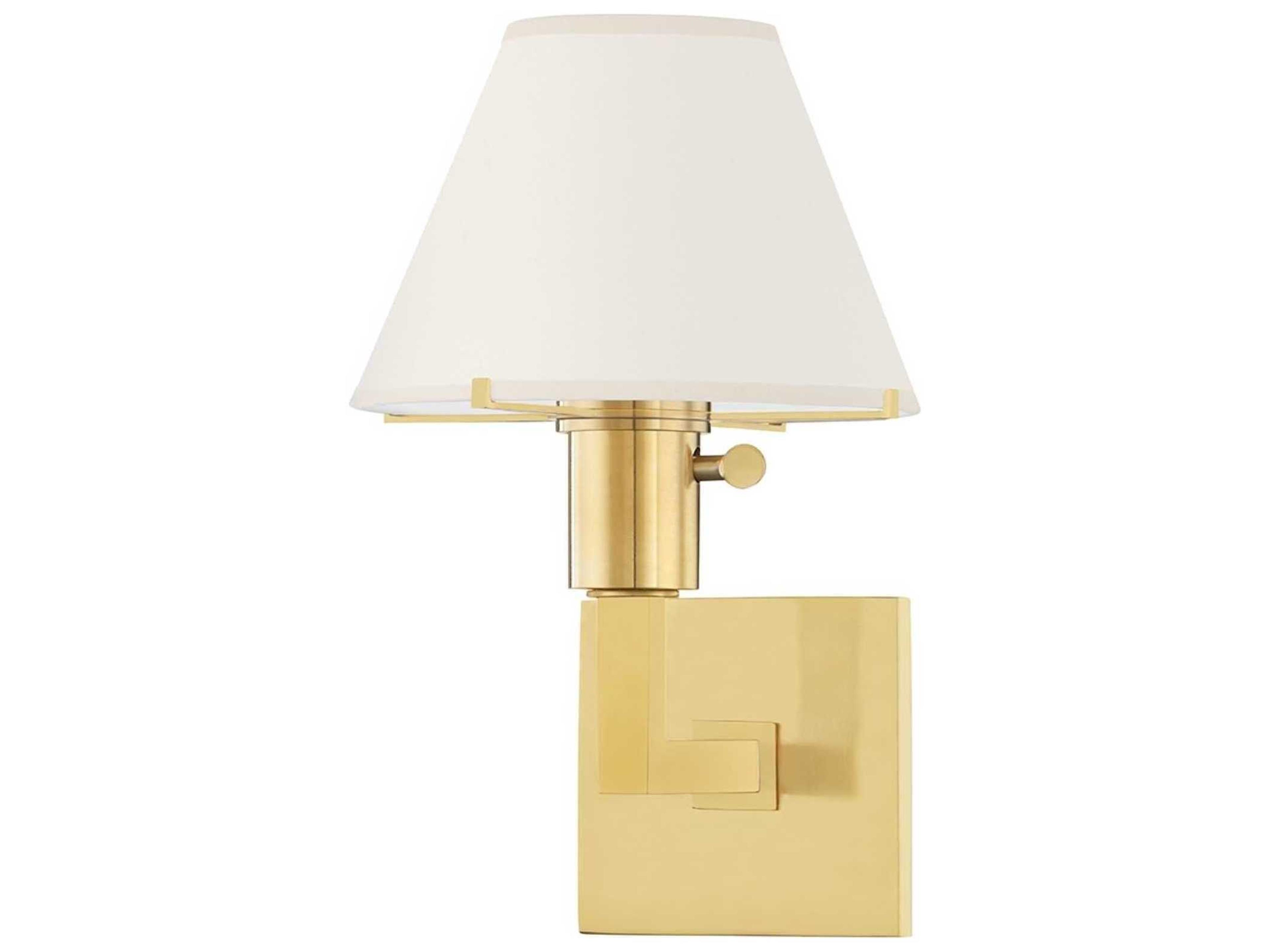 Leeds 1-Light Aged Brass Cream Paper Wall Sconce
