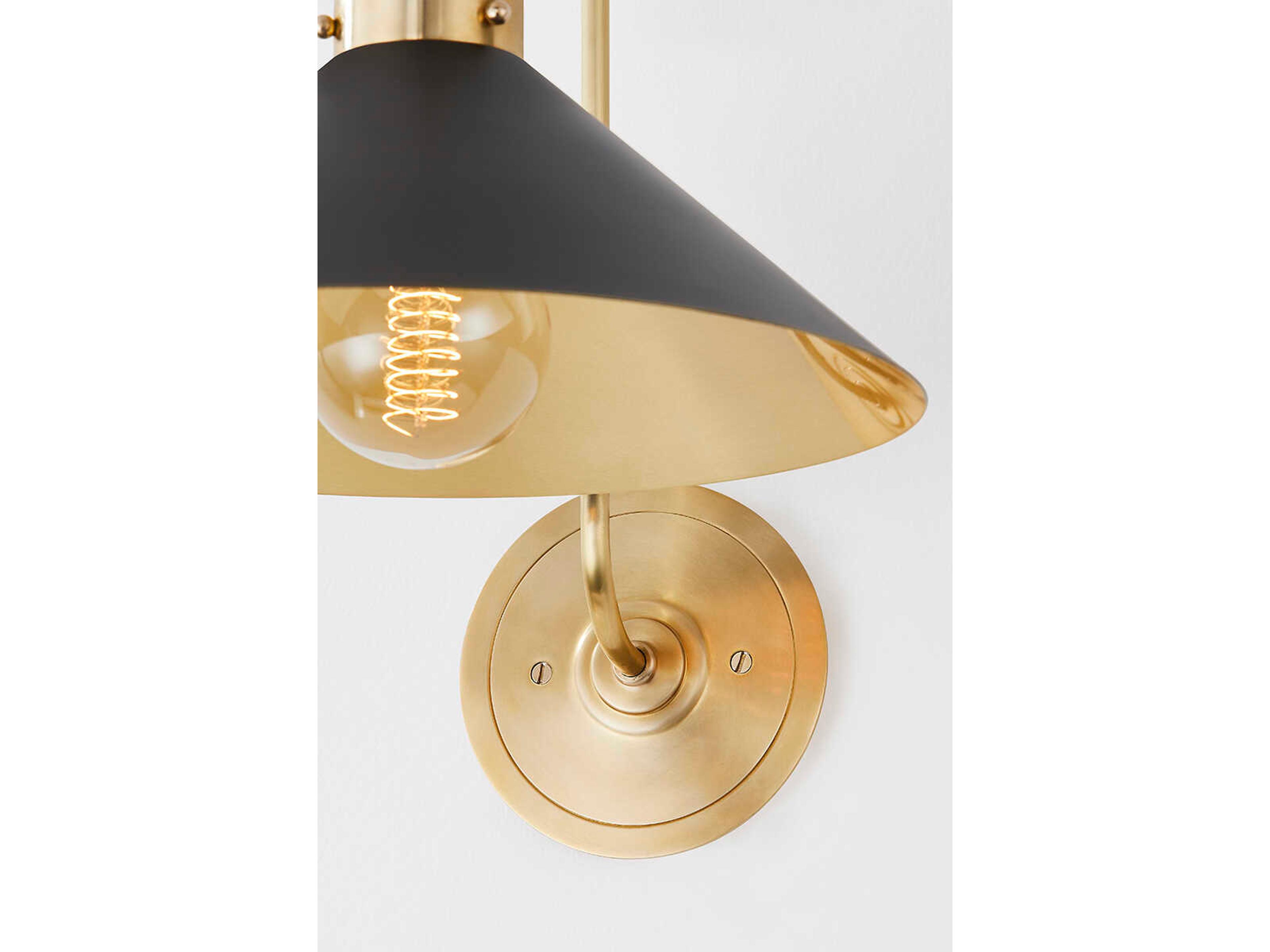 Hudson Valley Clivedon 1-Light Aged Brass Black Wall Sconce
