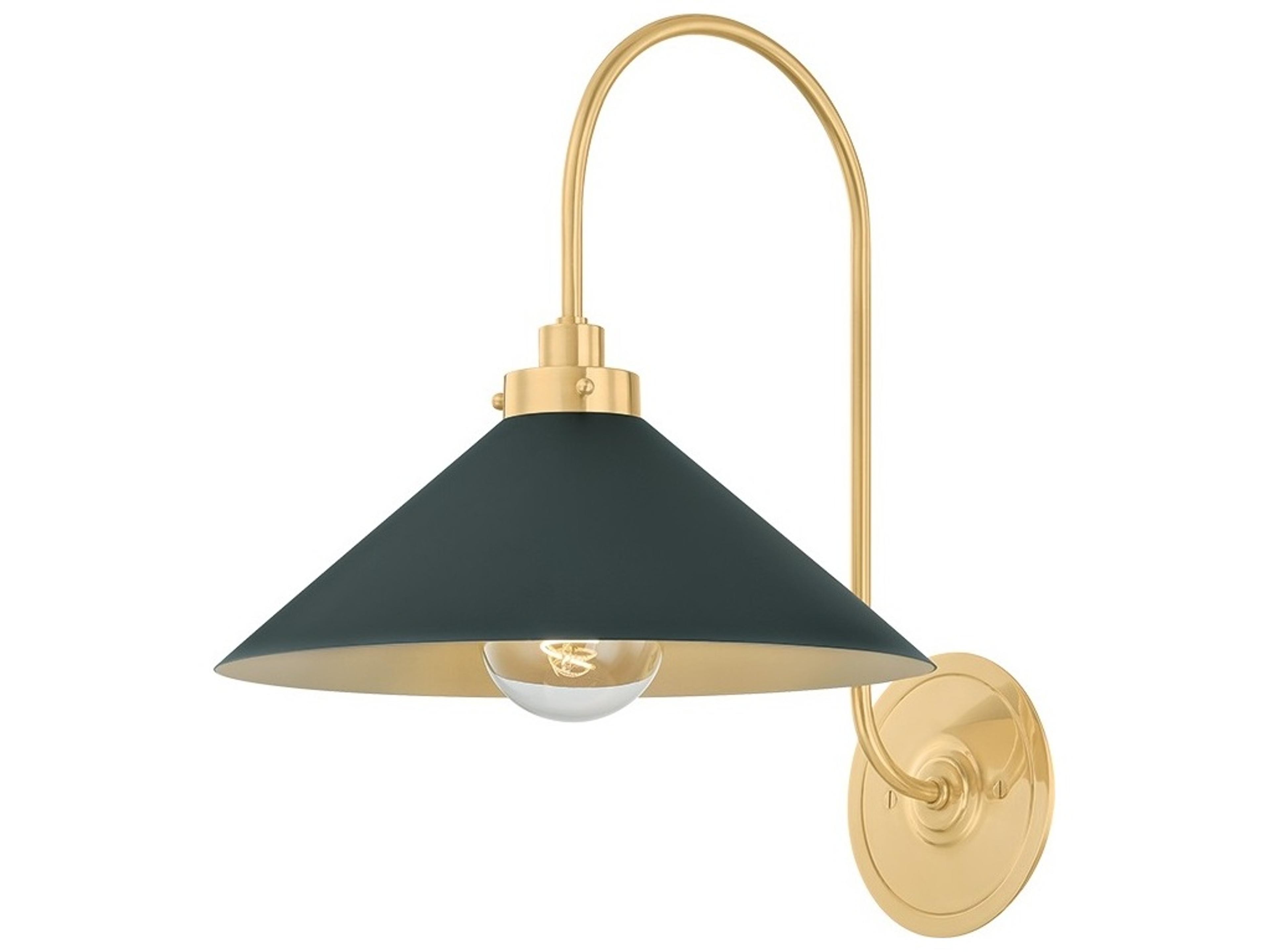 Clivedon 1-Light Aged Brass Soft Studio Green Wall Sconce