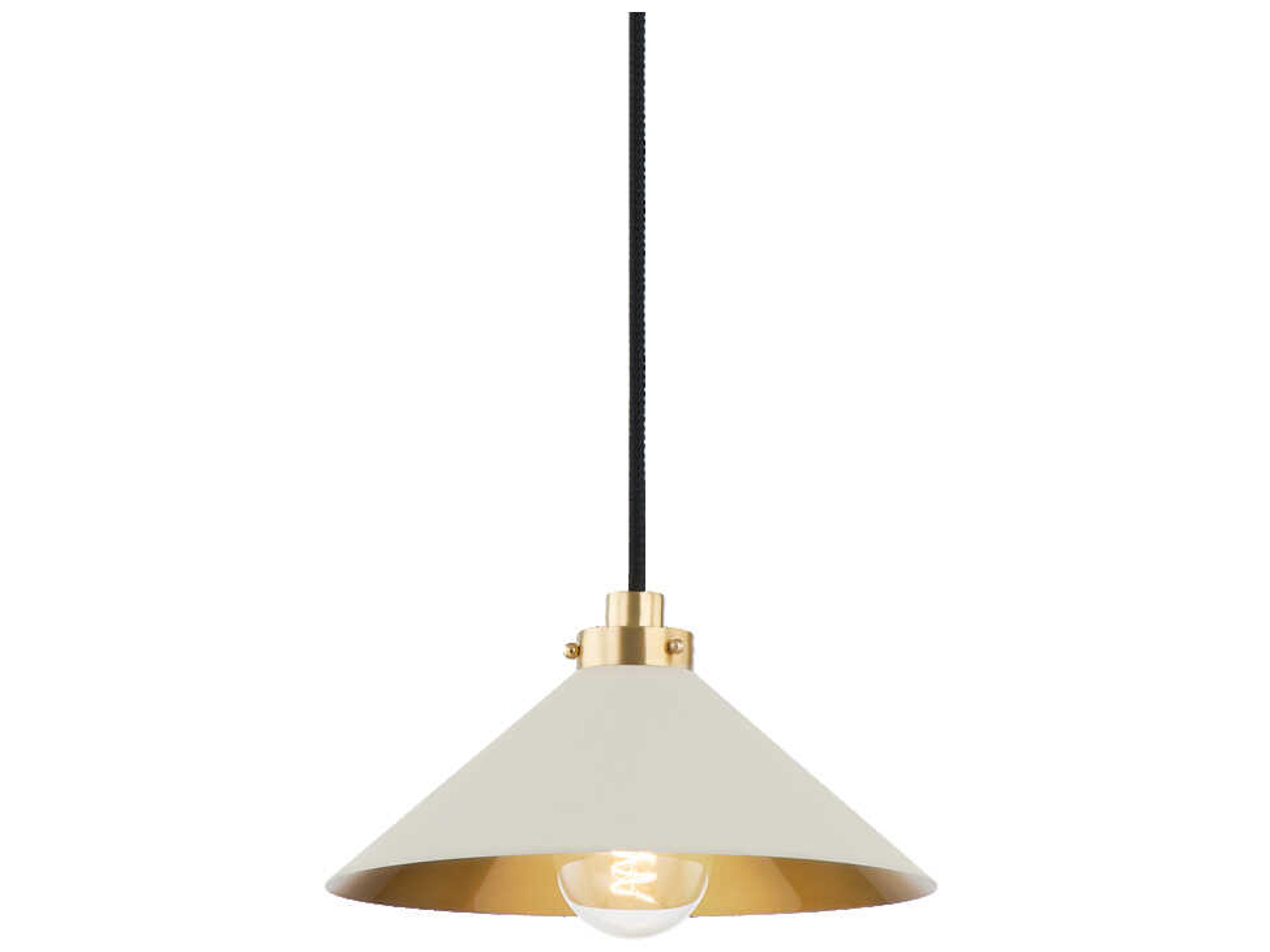 Clivedon 1-Light Aged Brass White Mini Pendant