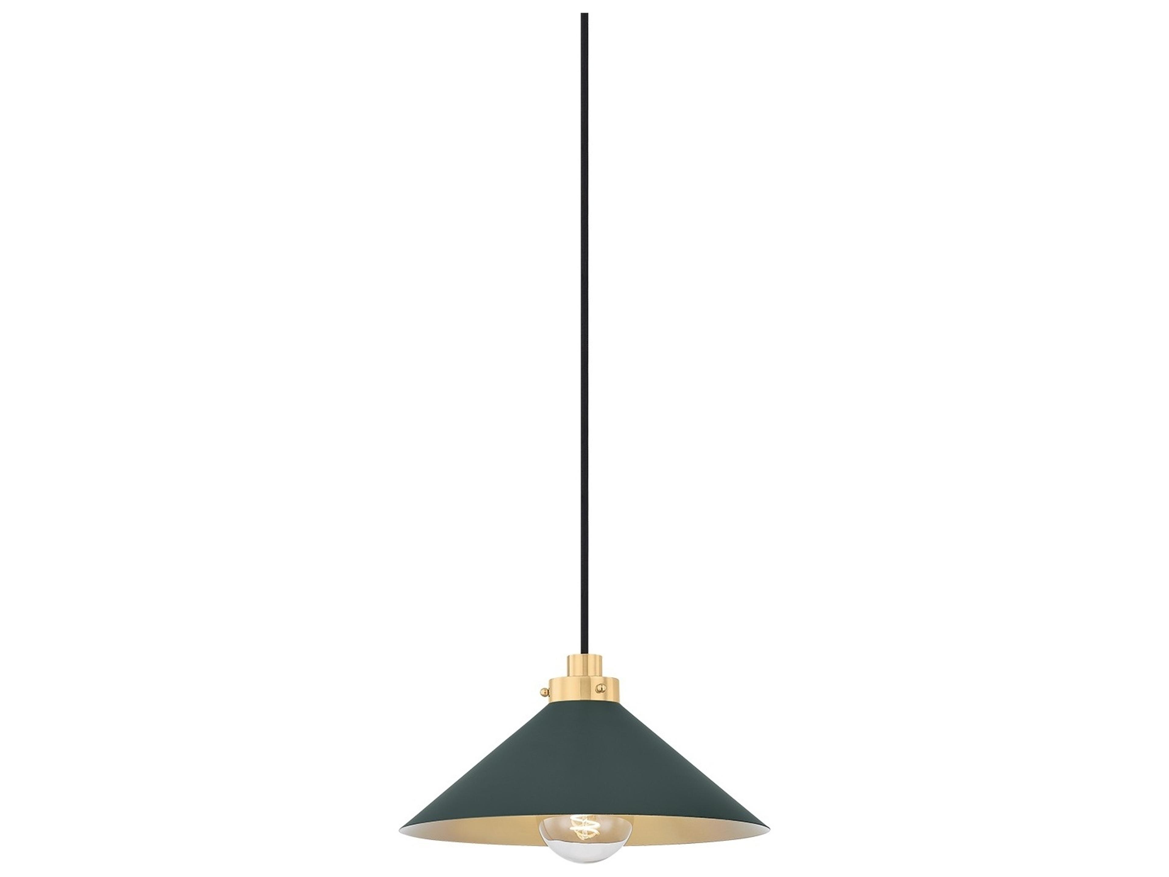 Clivedon 1-Light Aged Brass Soft Studio Green Mini Pendant