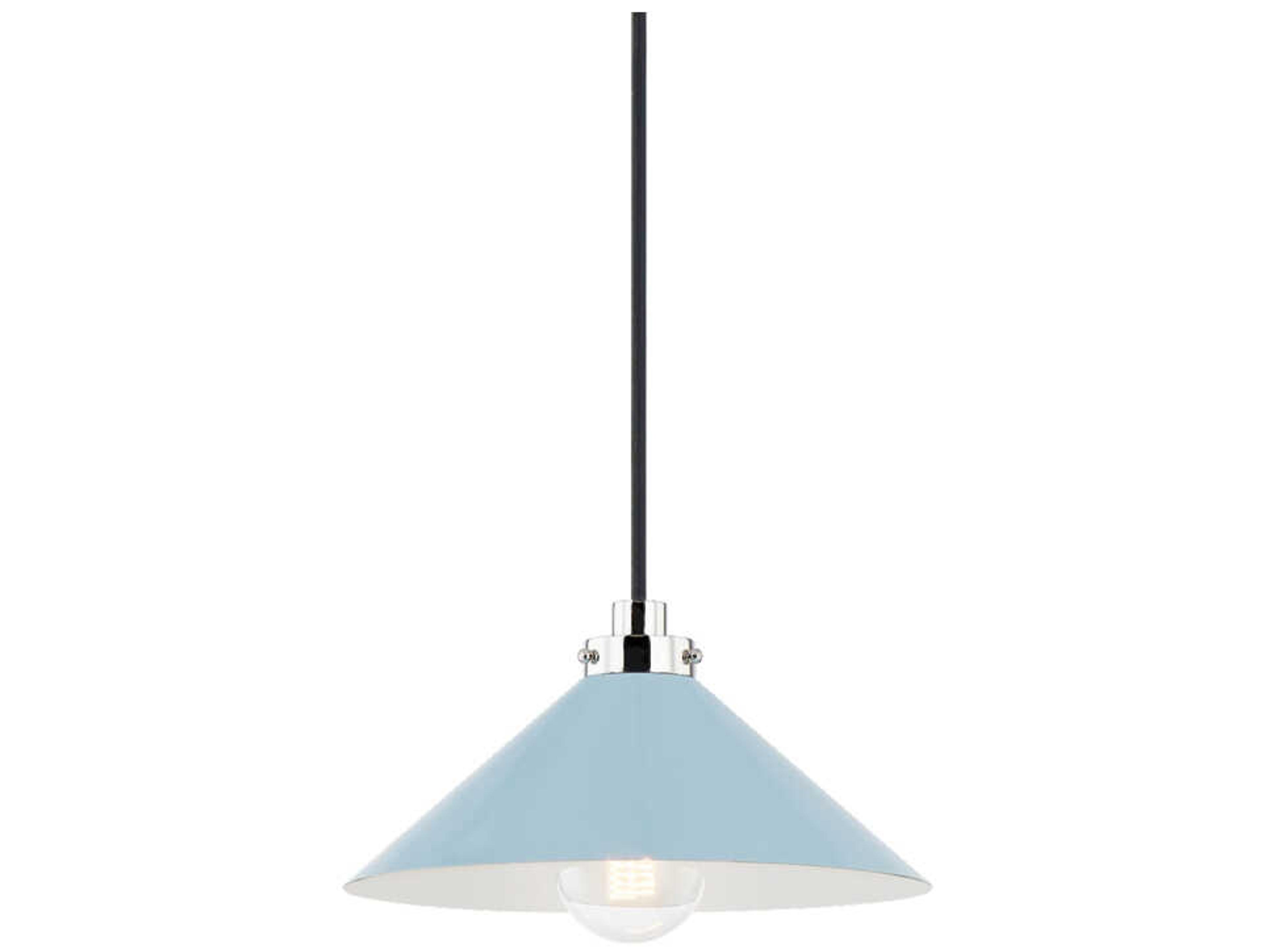 Clivedon 1-Light Polished Nickel Blue Mini Pendant