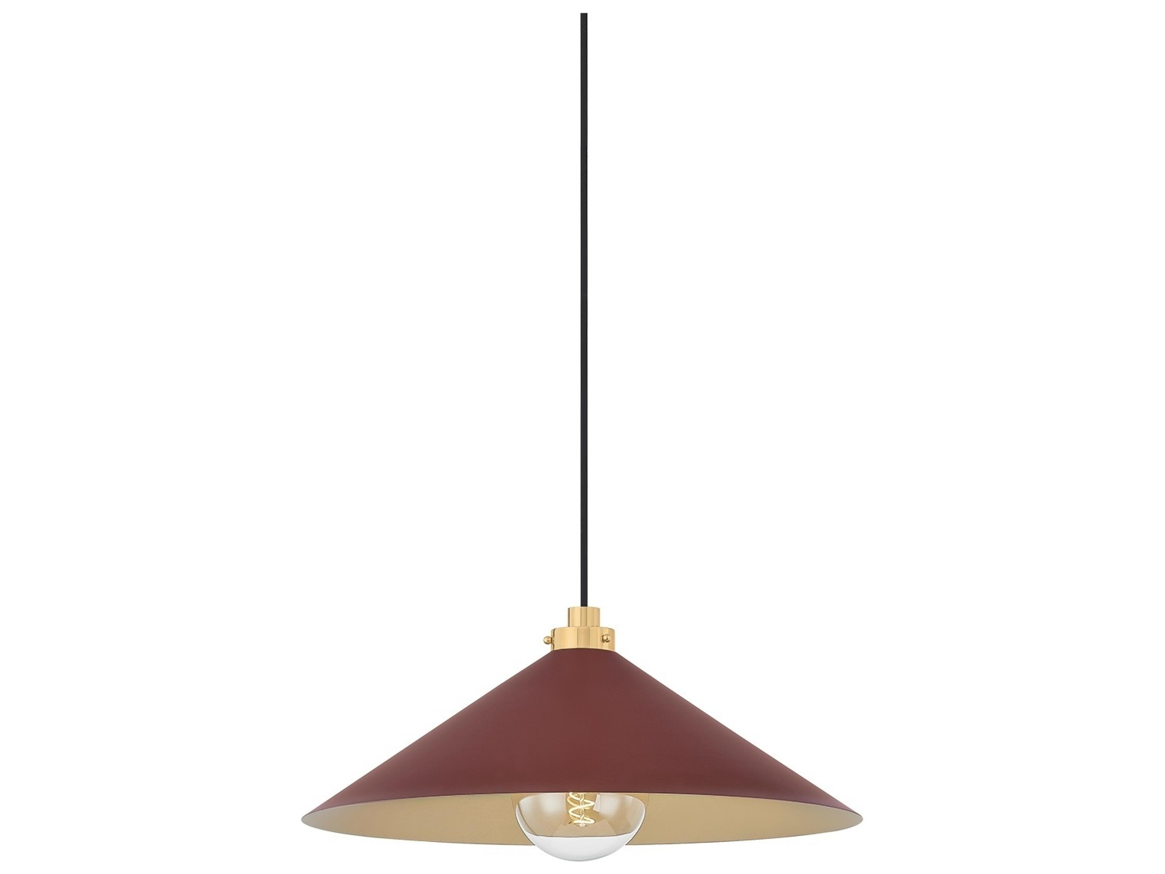 Clivedon 1-Light Aged Brass Soft Crimson Red Pendant