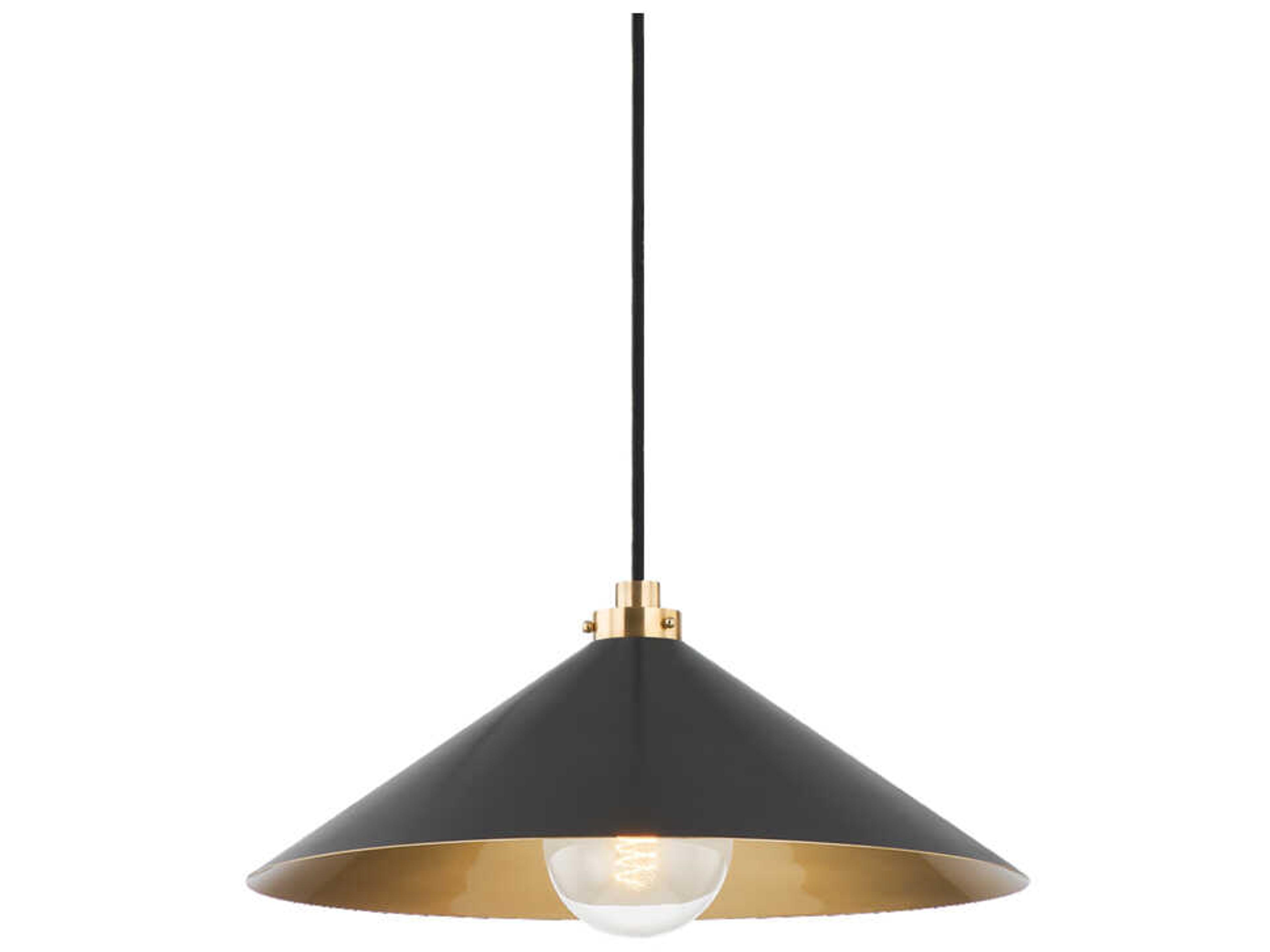 Clivedon 1-Light Aged Brass Black Pendant
