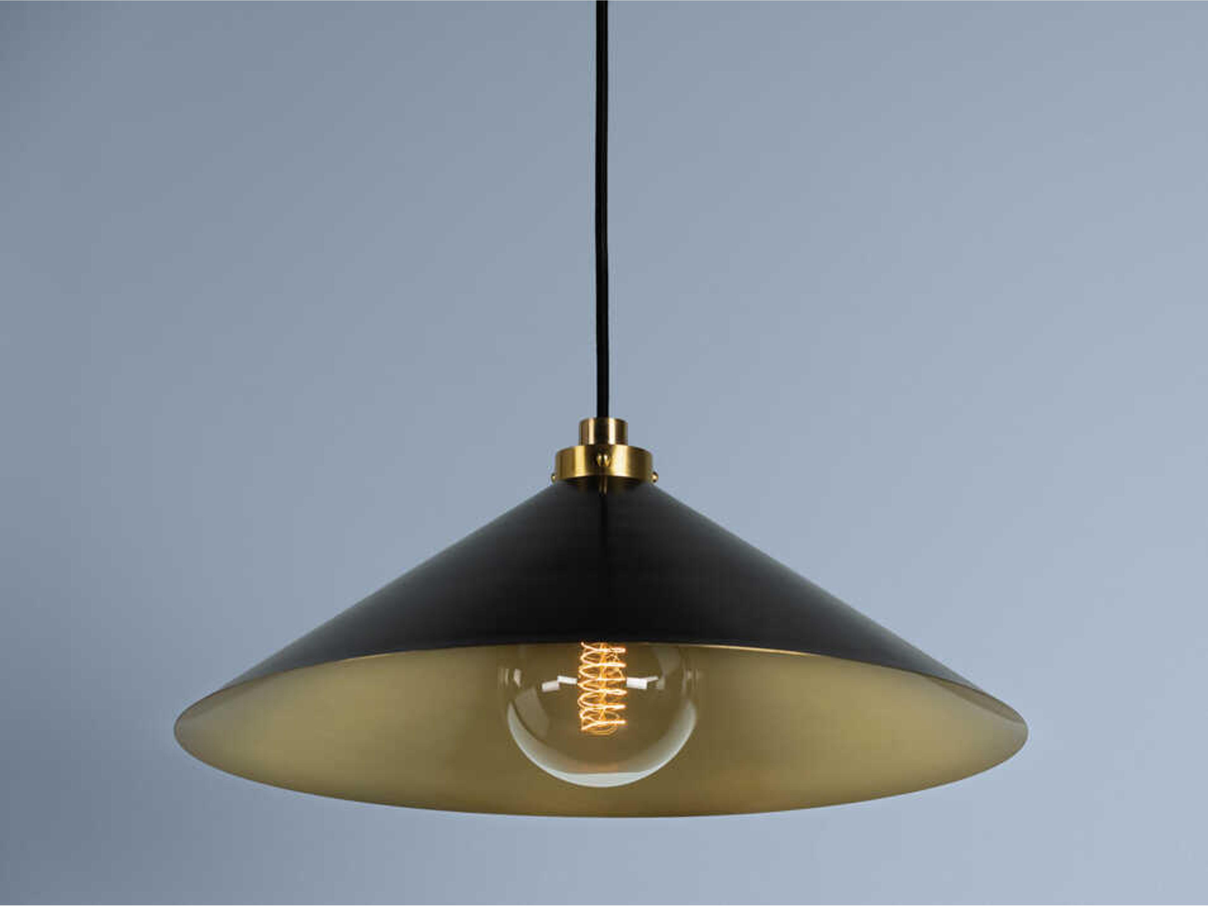 Hudson Valley Clivedon 1-Light Aged Brass Black Pendant