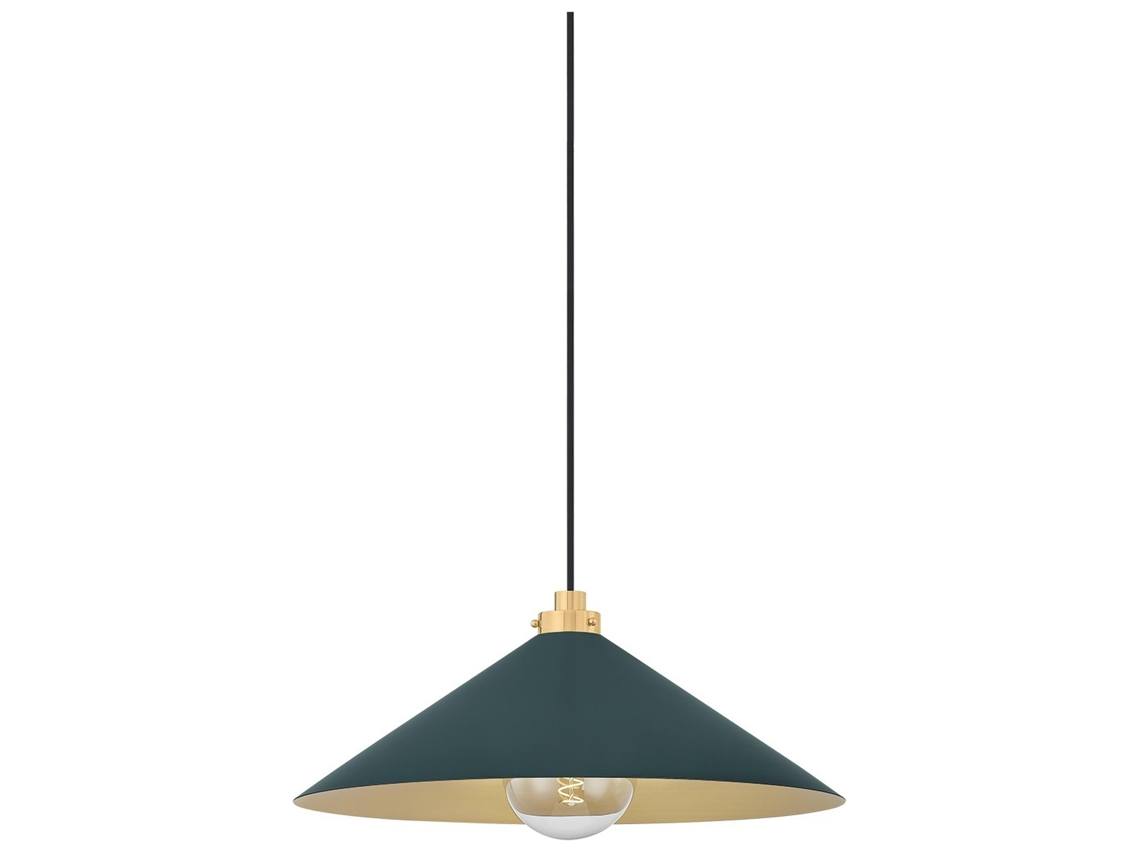 Clivedon 1-Light Aged Brass Soft Studio Green Pendant
