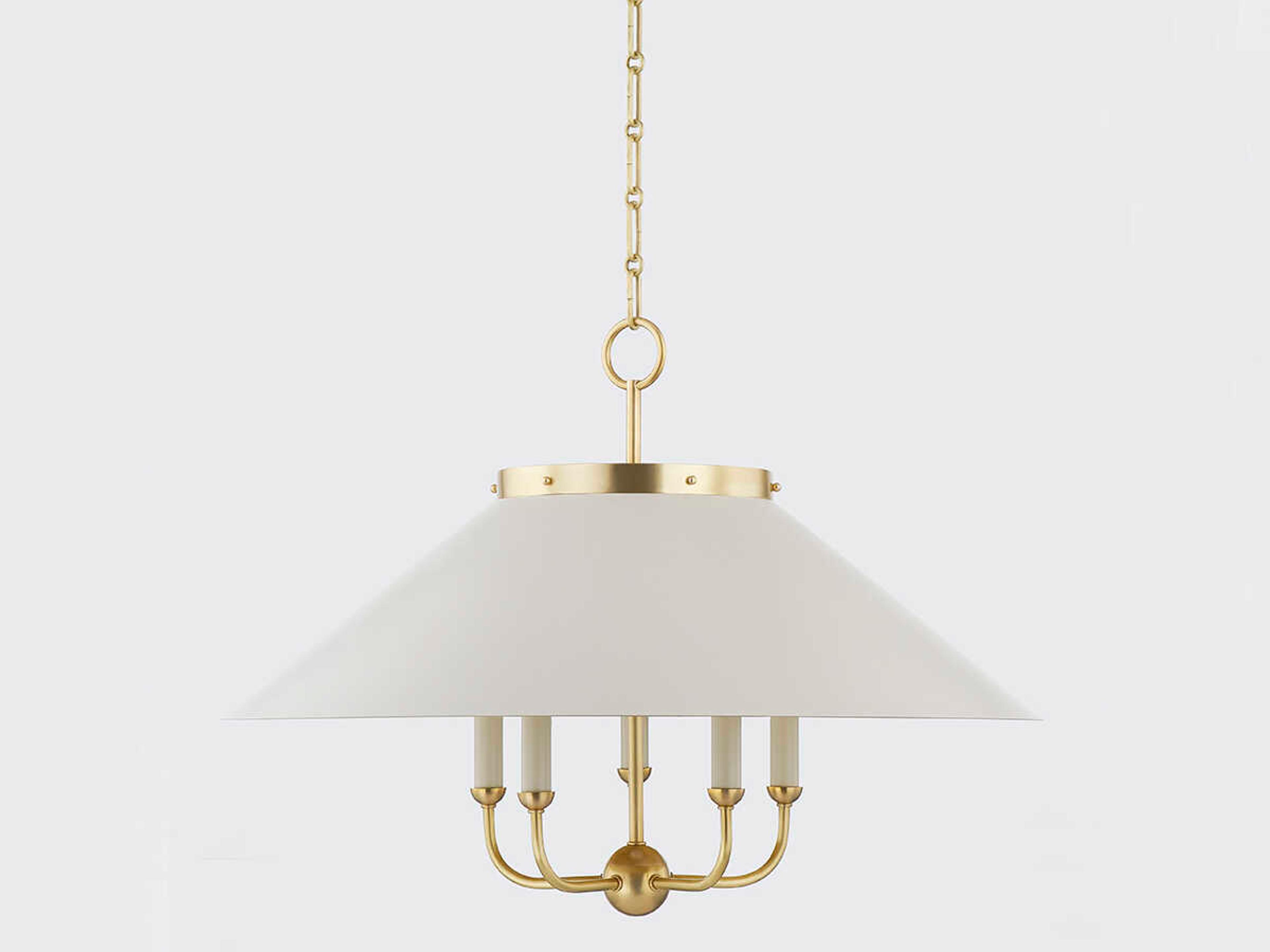 Hudson Valley Clivedon 5-Light Aged Brass White Candelabra Chandelier