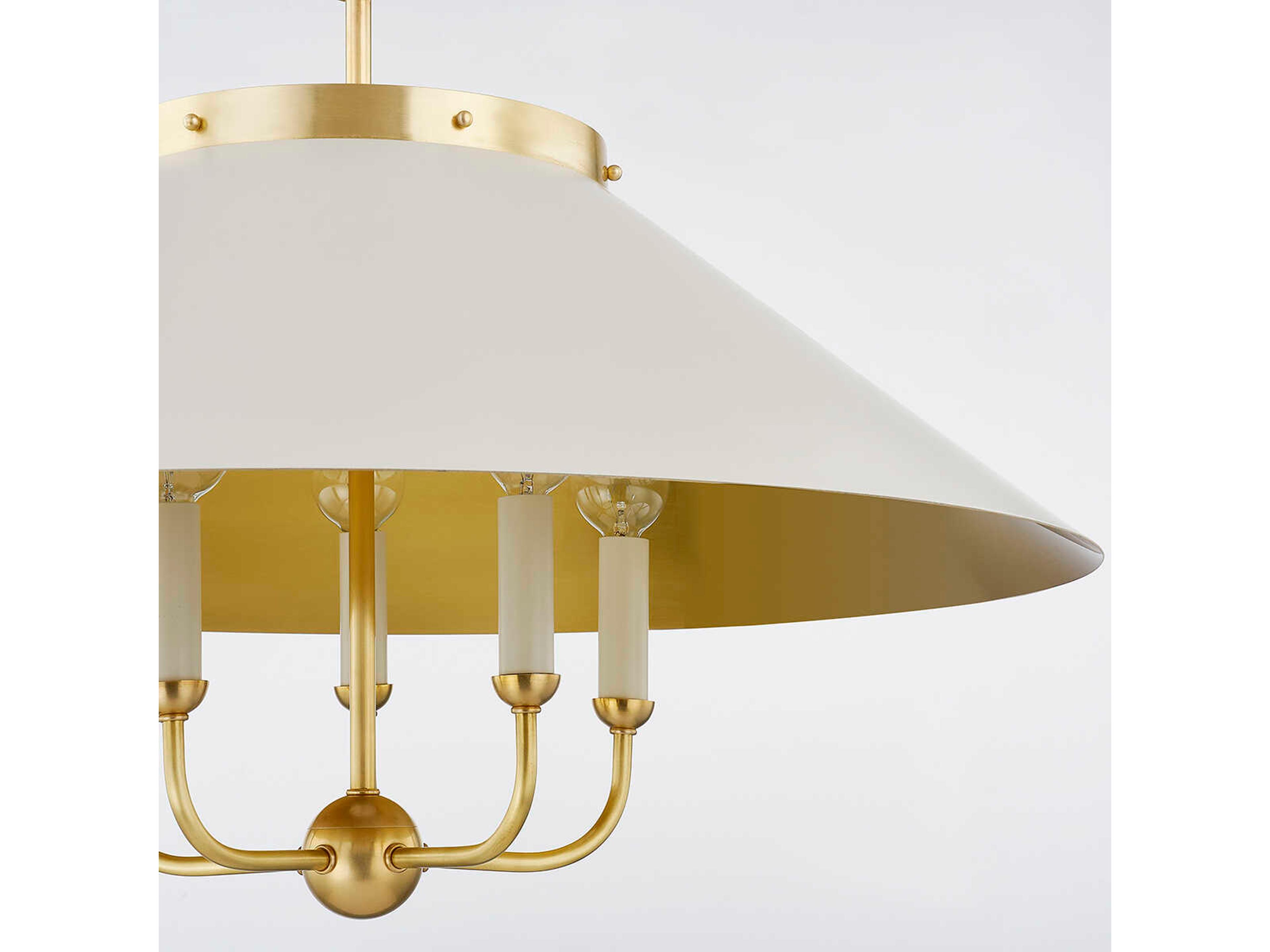 Hudson Valley Clivedon 5-Light Aged Brass White Candelabra Chandelier