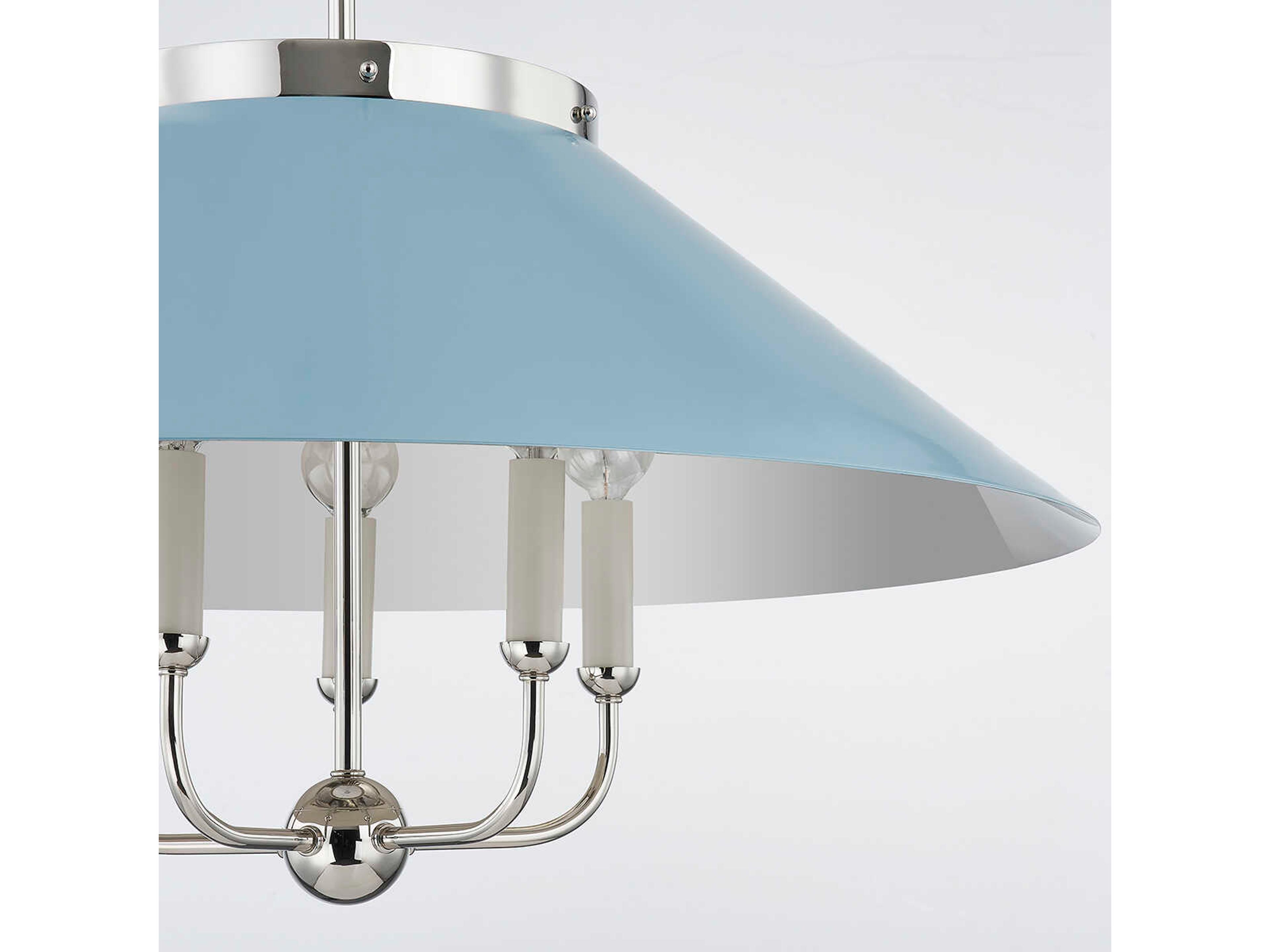 Hudson Valley Clivedon 5-Light Polished Nickel Blue Candelabra Chandelier