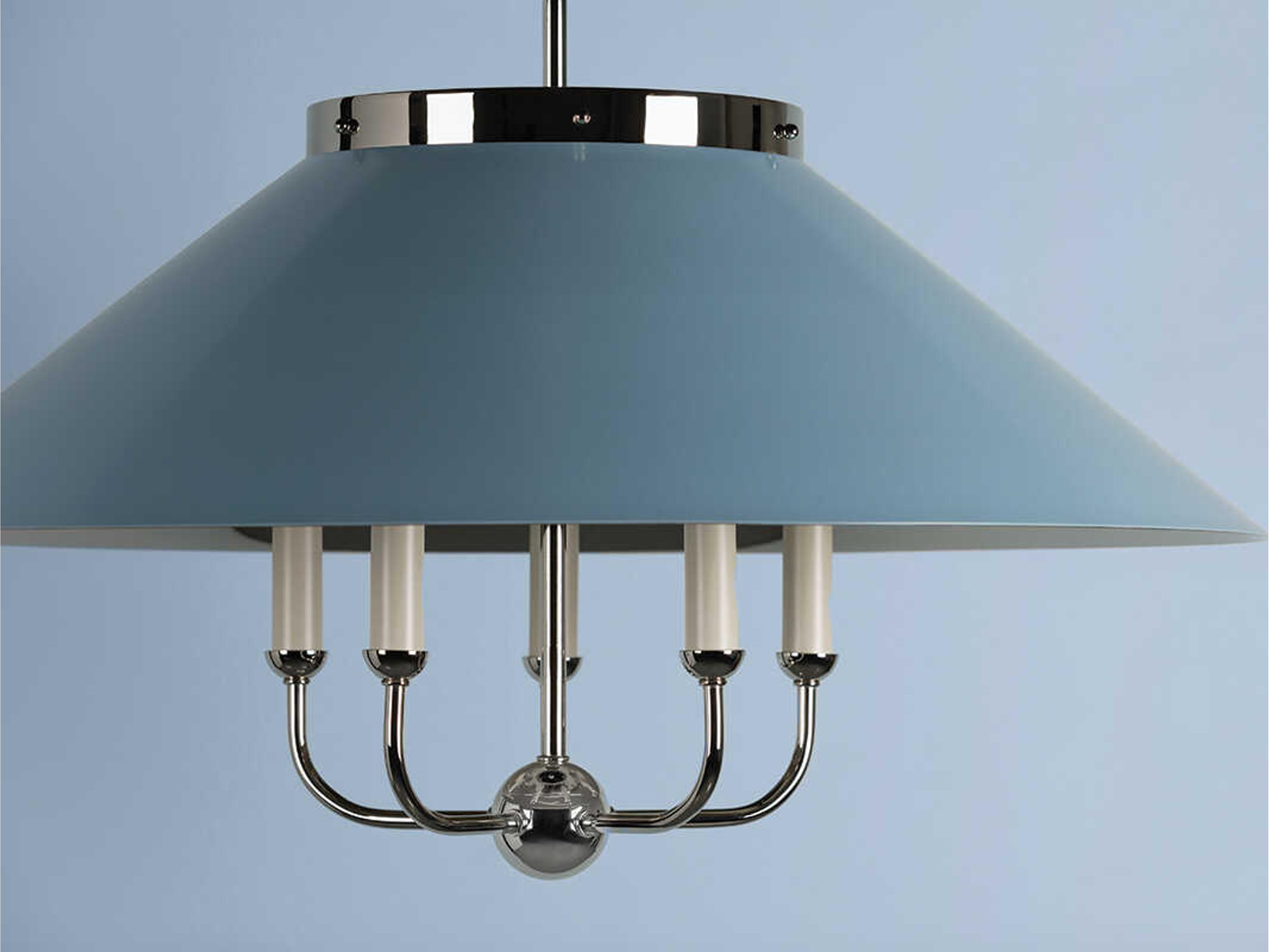 Hudson Valley Clivedon 5-Light Polished Nickel Blue Candelabra Chandelier