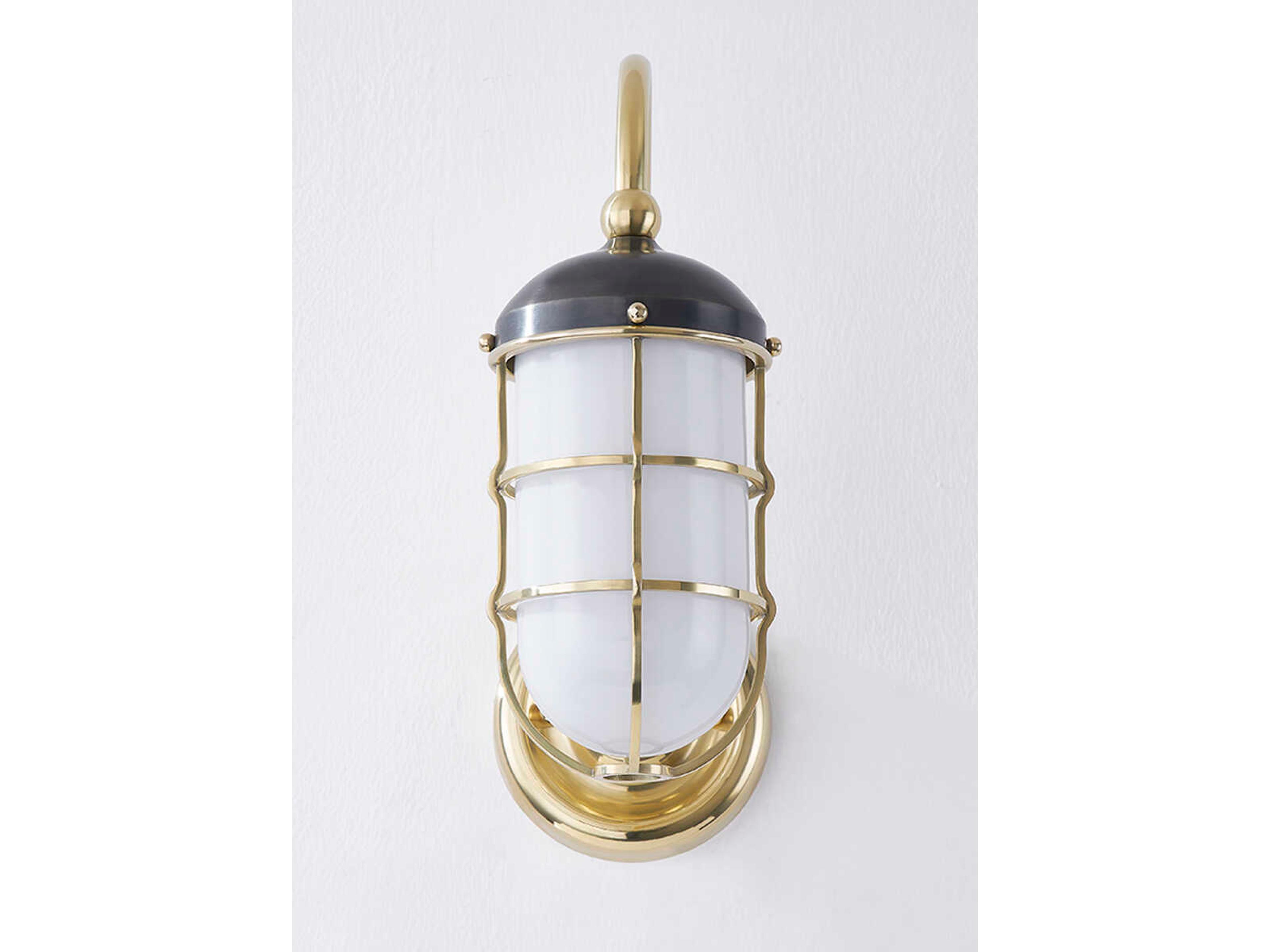 Hudson Valley Holkham 1-Light Aged Brass Black Glass Wall Sconce