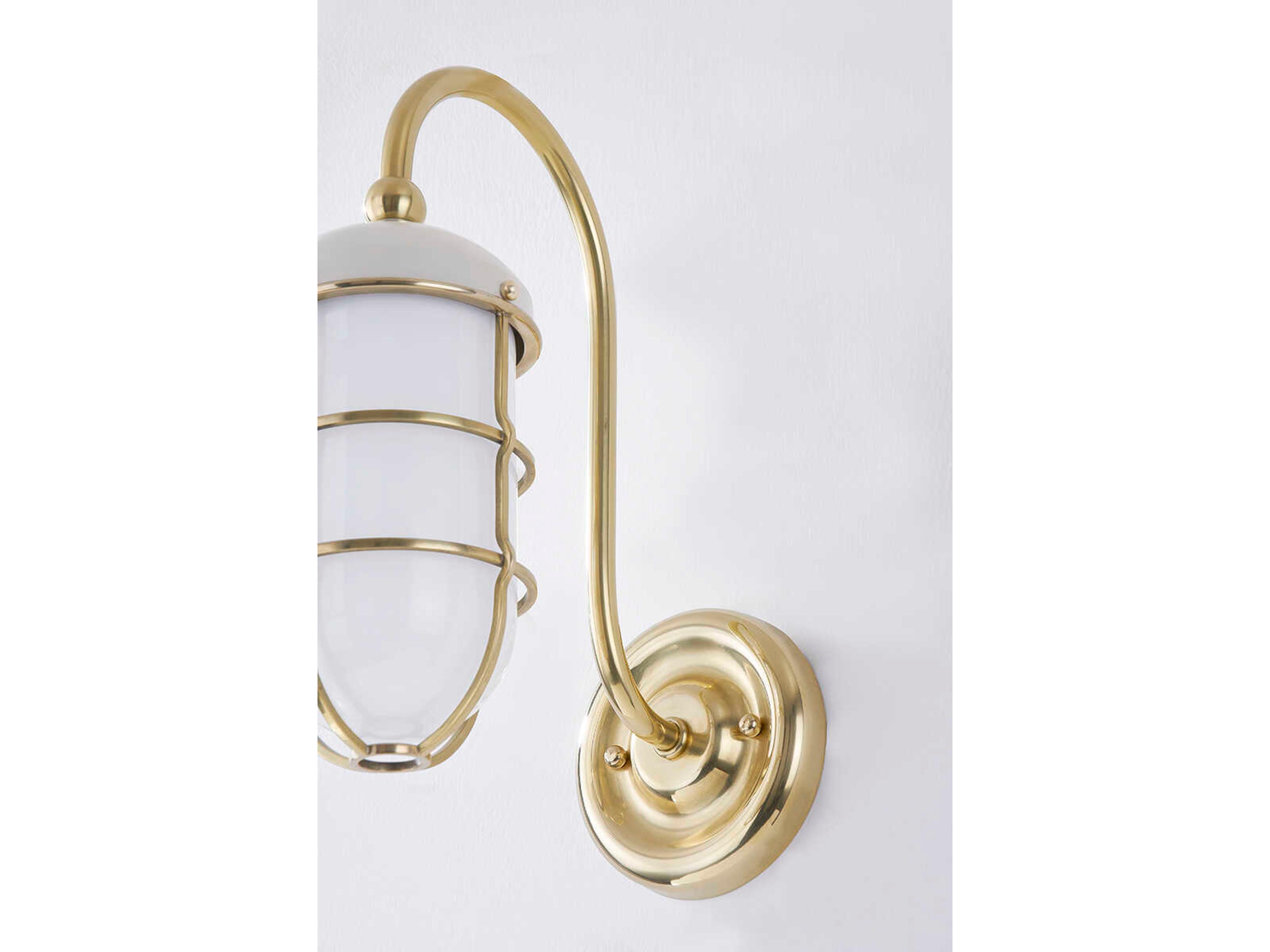 Hudson Valley Holkham 1-Light Aged Brass White Glass Wall Sconce