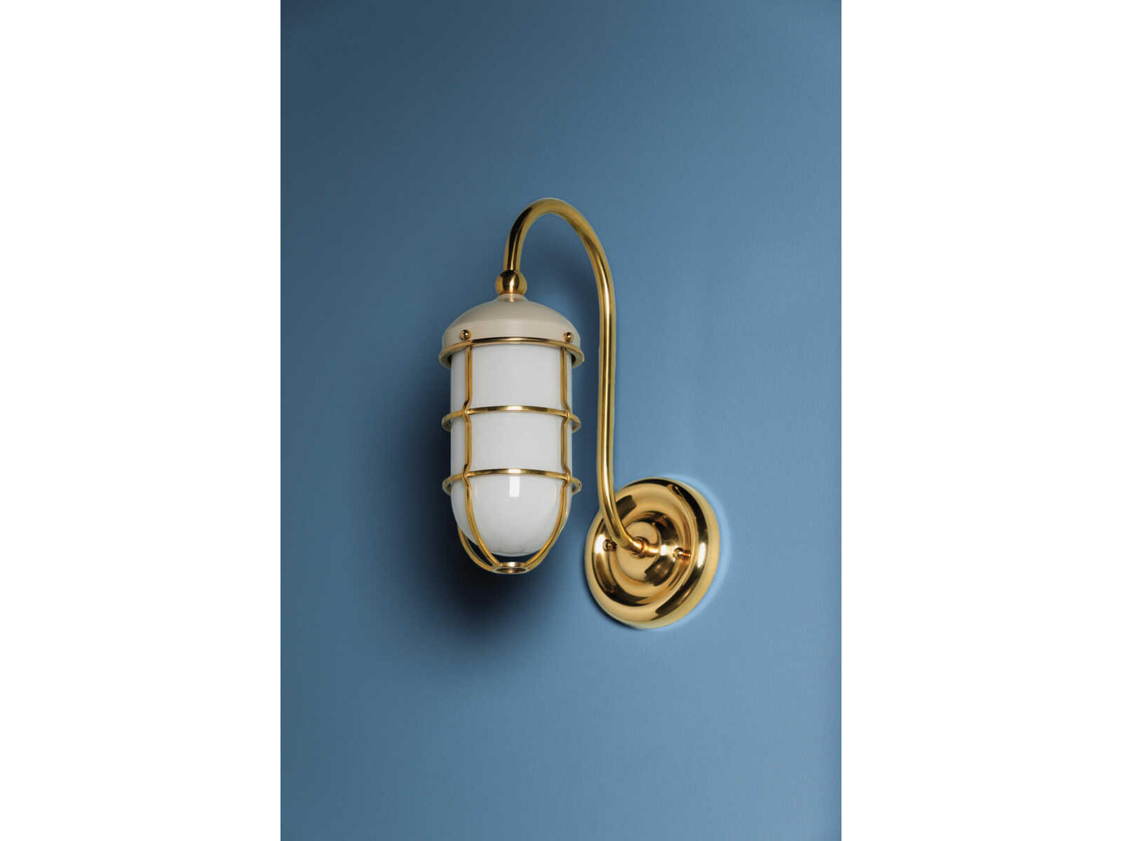 Hudson Valley Holkham 1-Light Aged Brass White Glass Wall Sconce
