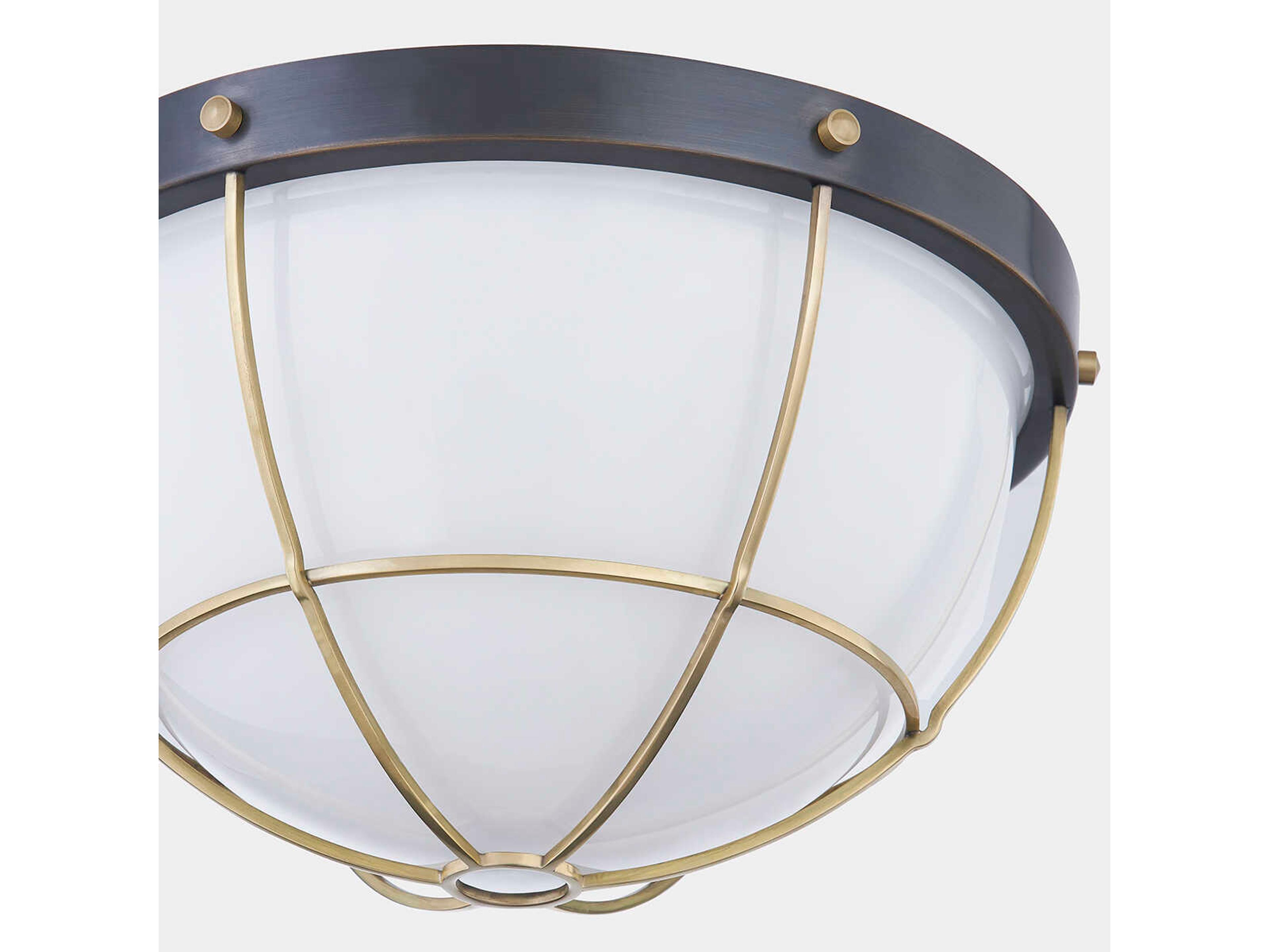 Hudson Valley Holkham 2-Light Aged Brass Black Glass Bowl Flush Mount