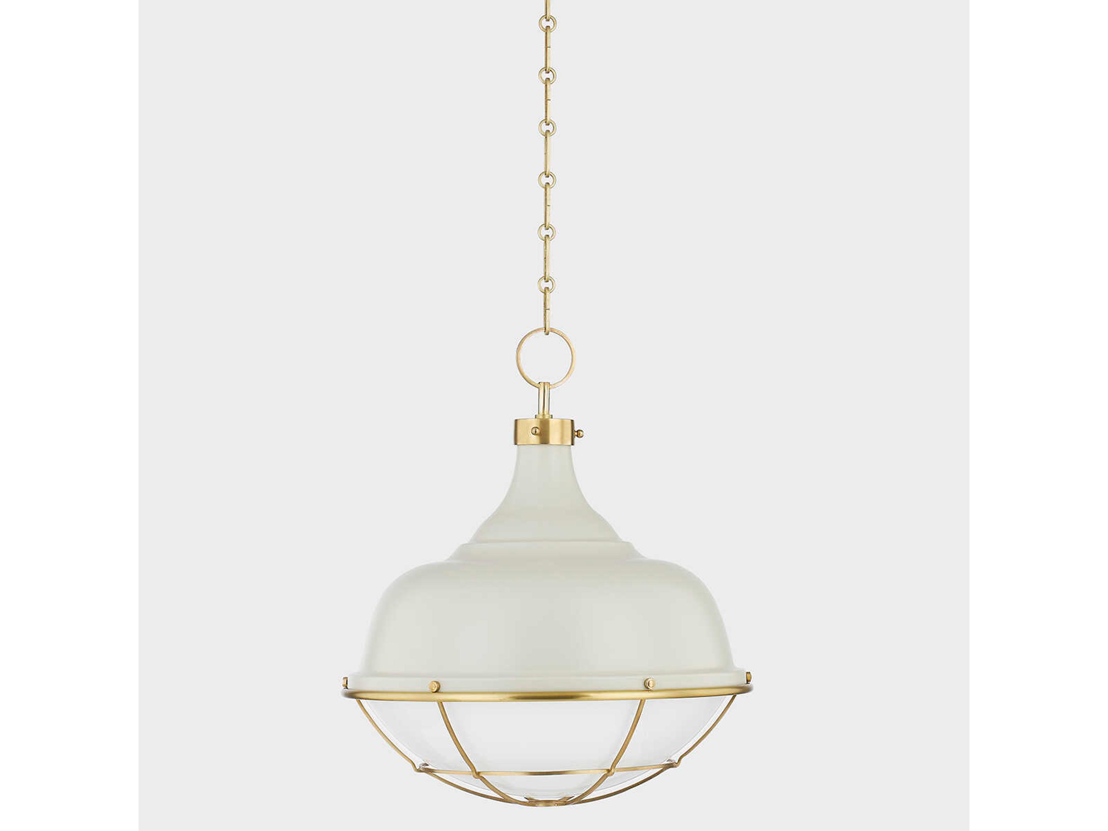 Hudson Valley Holkham 1-Light Aged Brass White Glass Bowl Pendant