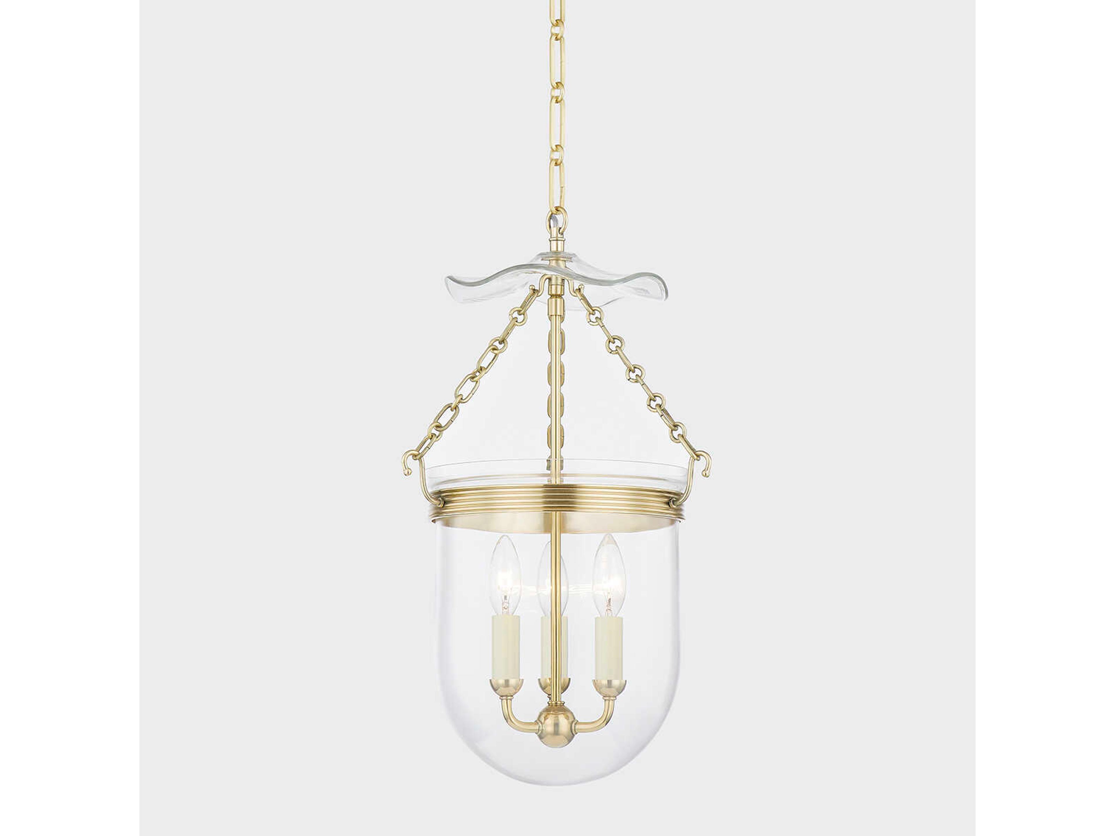 Hudson Valley Rousham 3-Light Aged Brass Glass Pendant