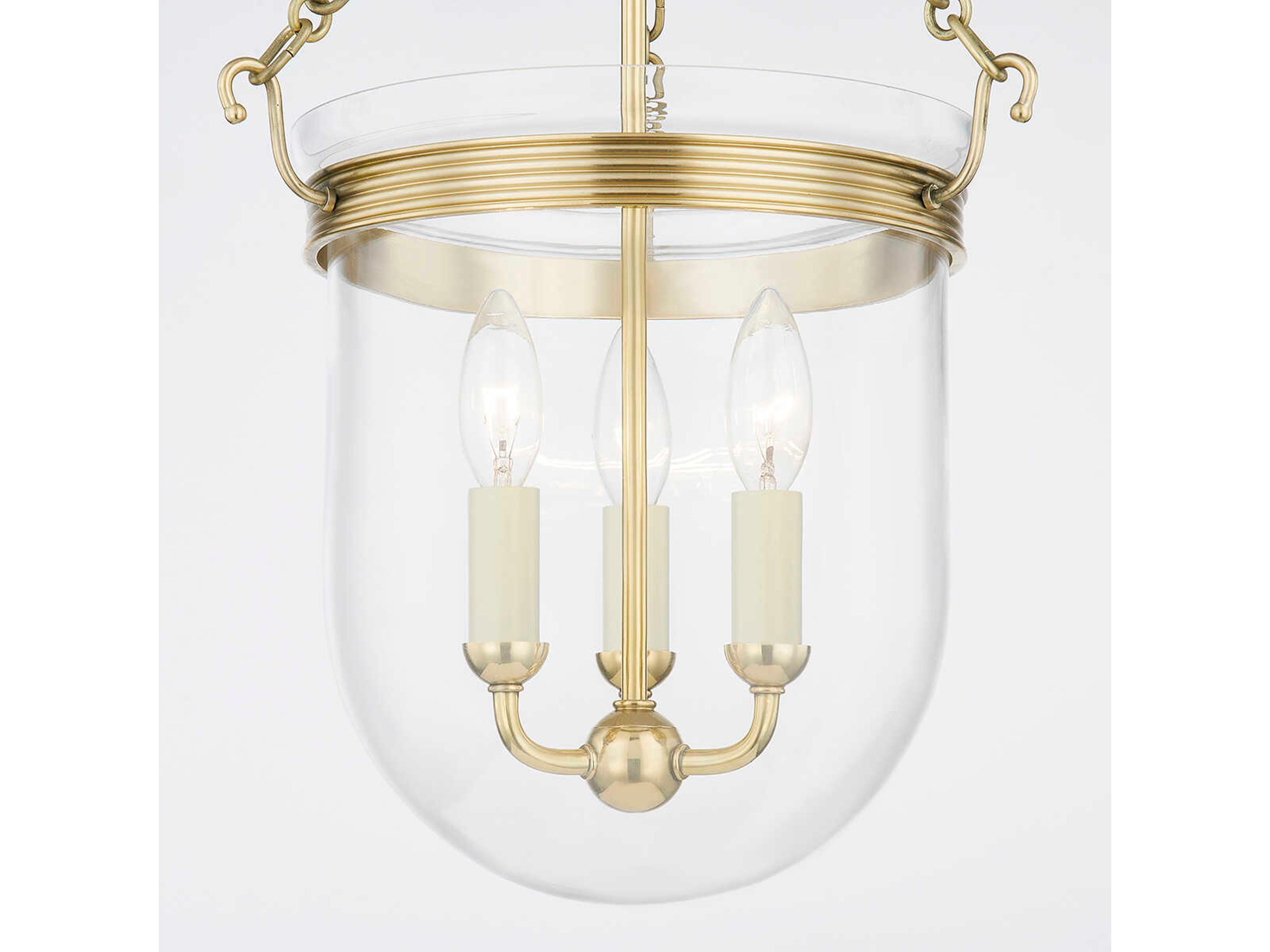 Hudson Valley Rousham 3-Light Aged Brass Glass Pendant