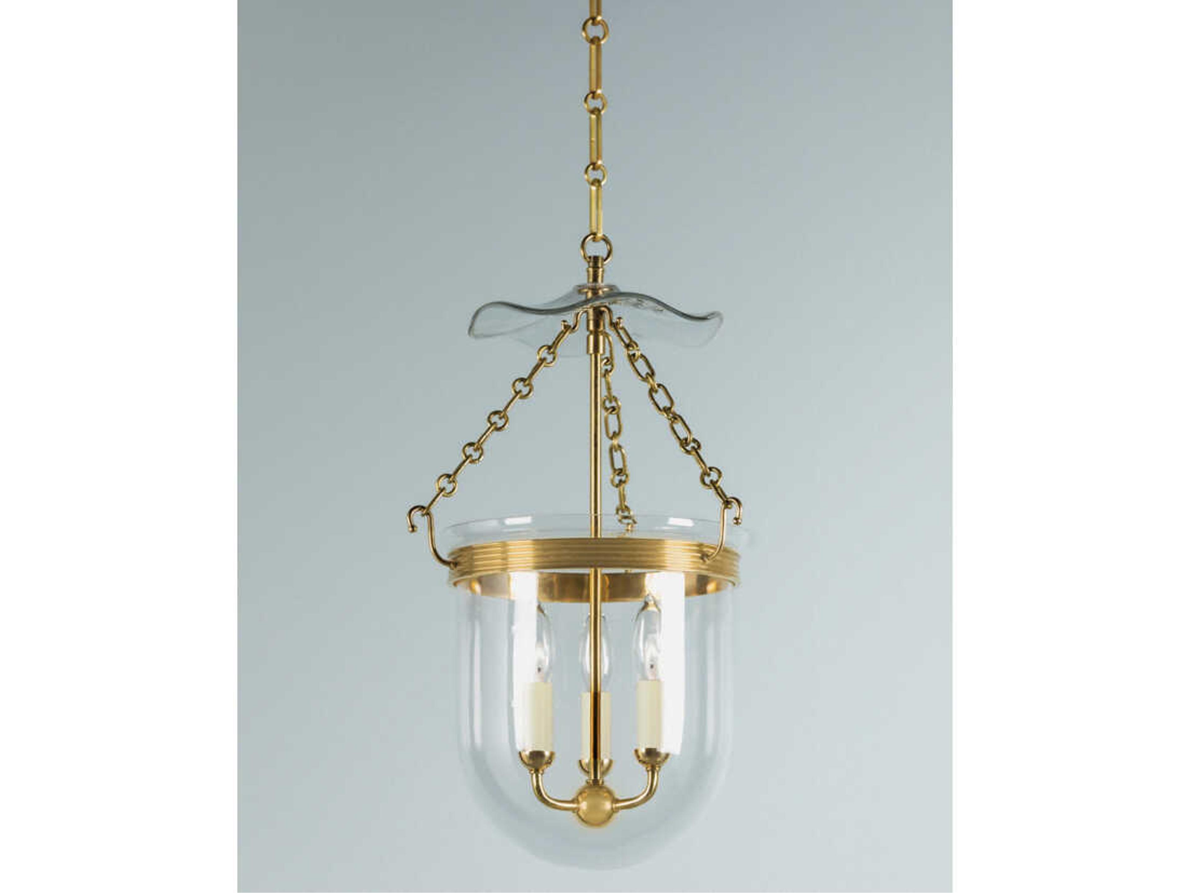 Hudson Valley Rousham 3-Light Aged Brass Glass Pendant