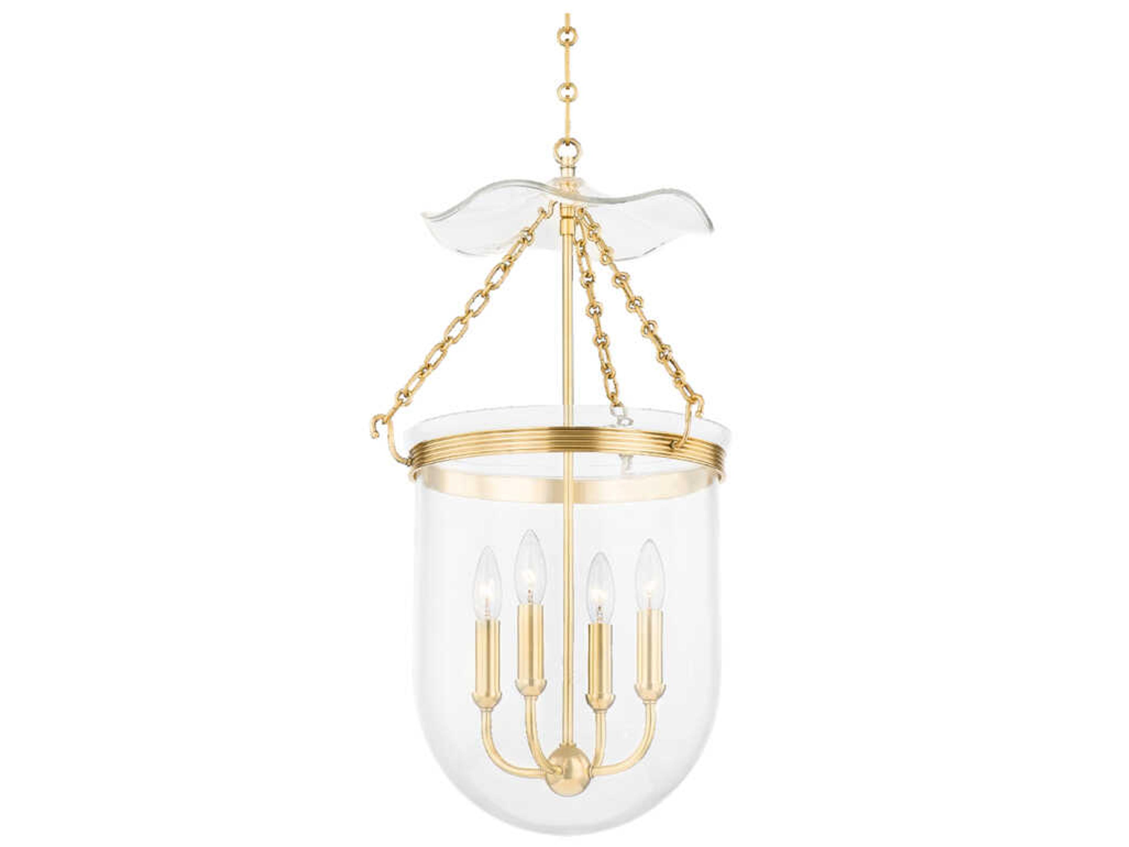 Rousham 4-Light Aged Brass Glass Pendant