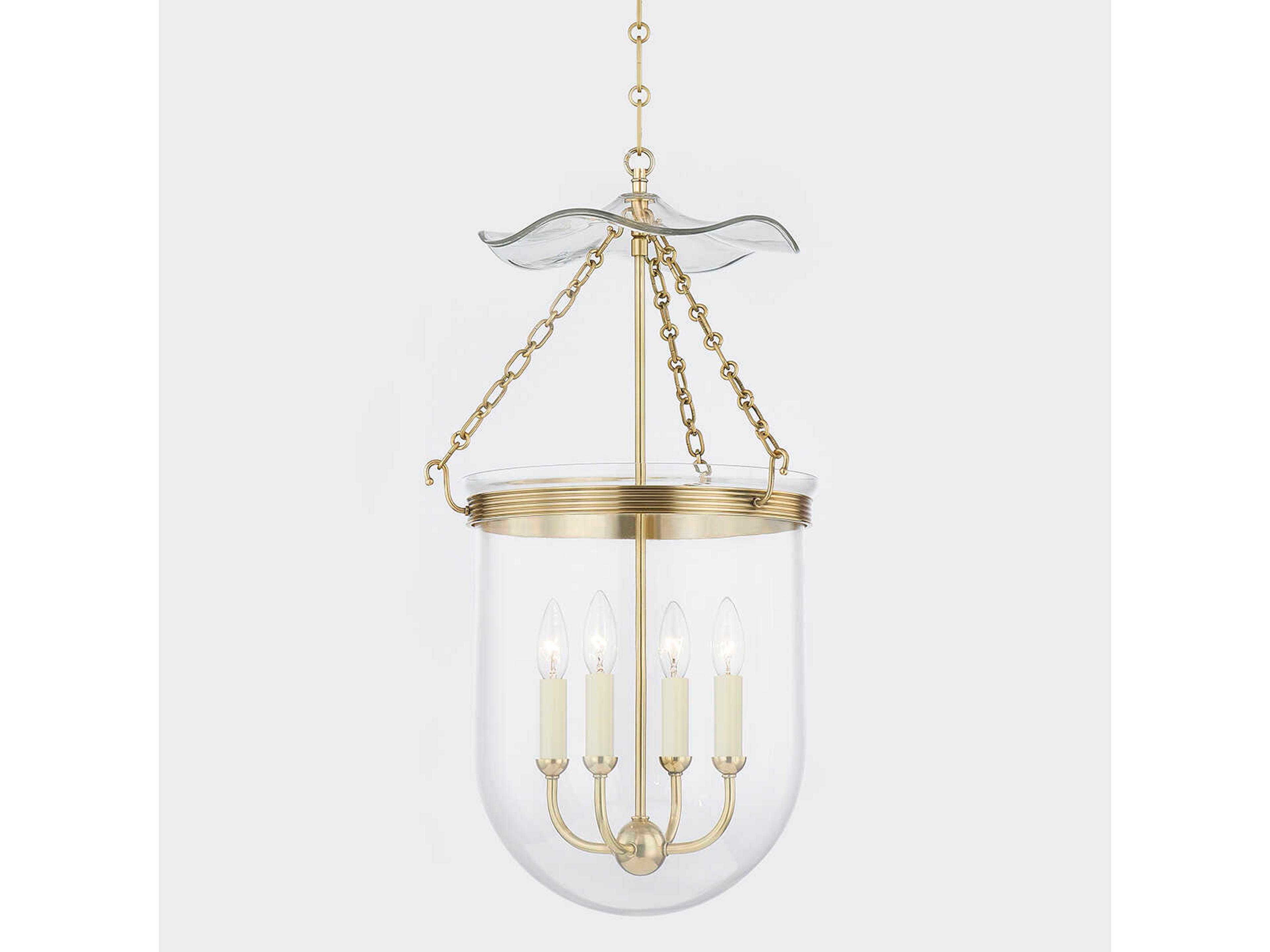 Hudson Valley Rousham 4-Light Aged Brass Glass Pendant