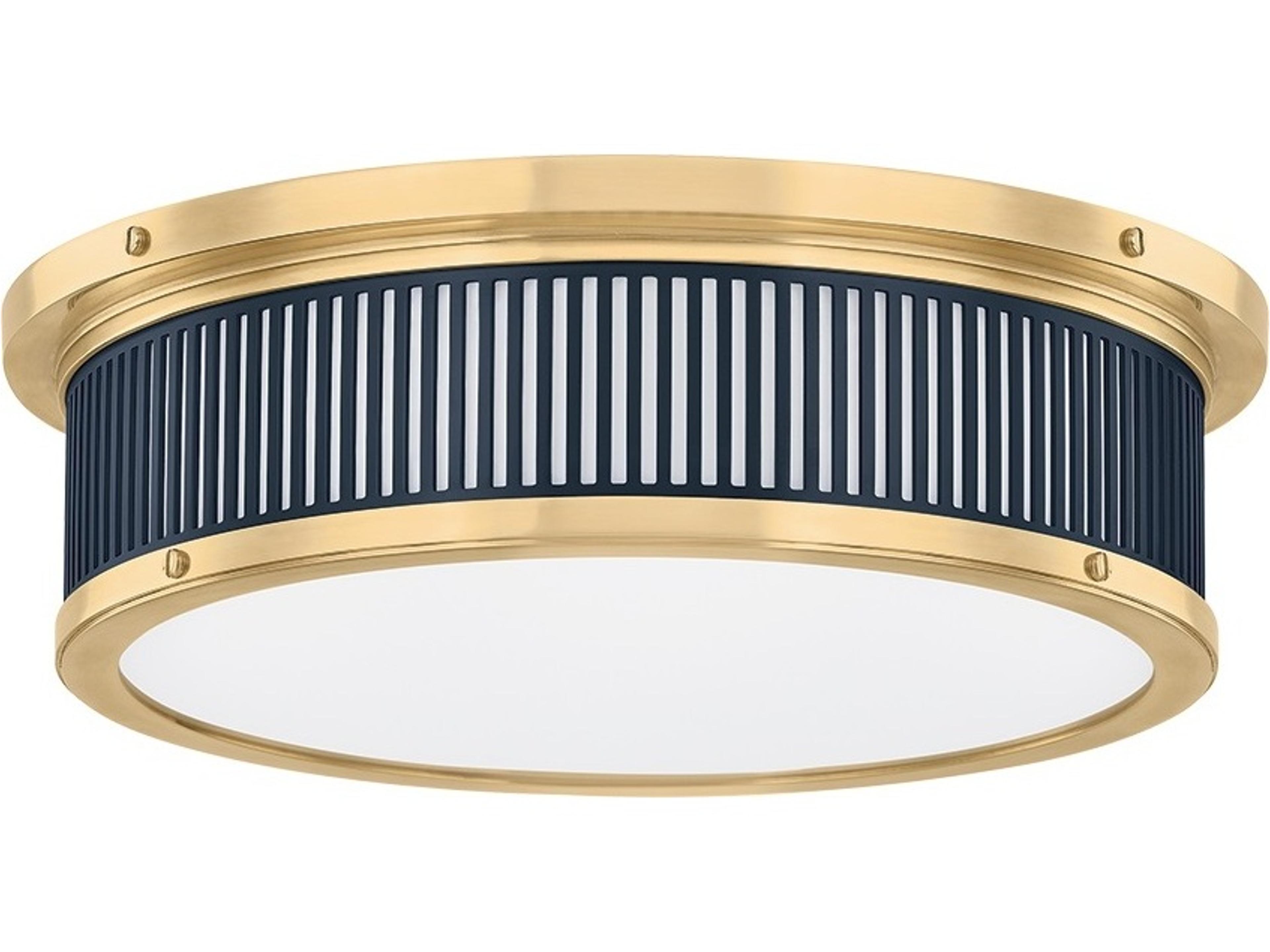 Ashdown 1-Light Aged Brass Distressed Bronze Round Flush Mount