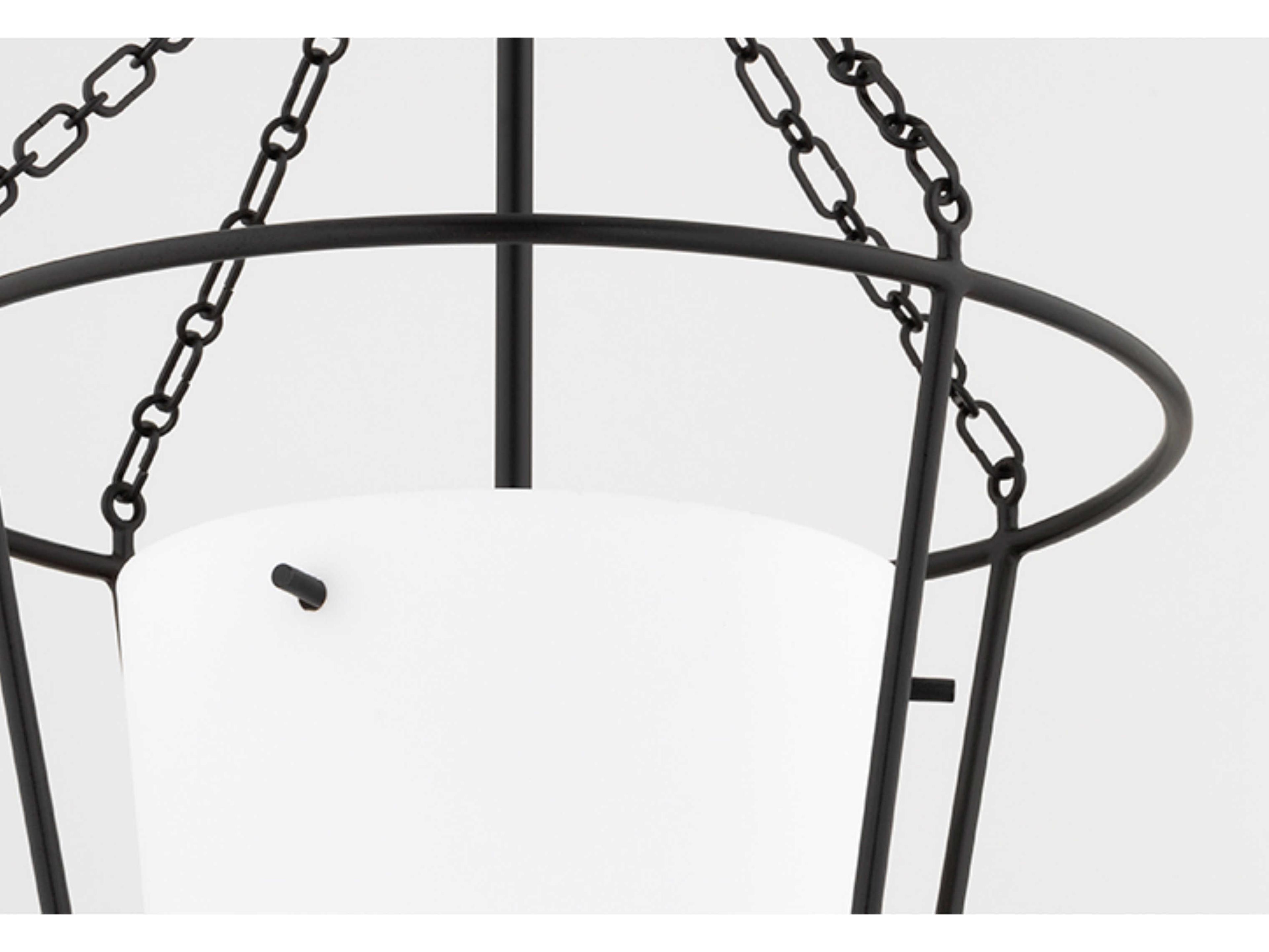 Hudson Valley Worchester 1-Light Aged Iron Opal Matte Black Glass Pendant