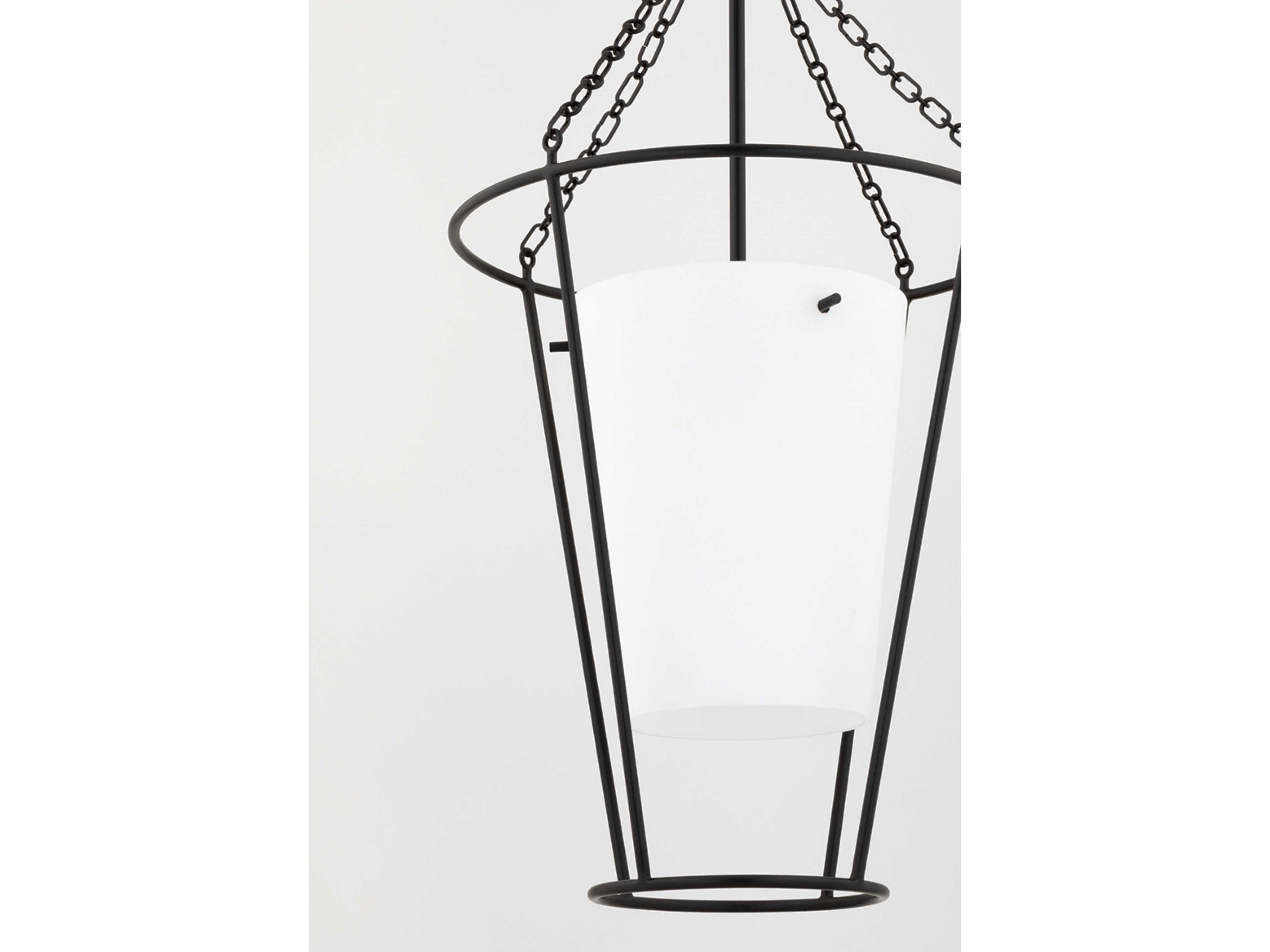 Hudson Valley Worchester 1-Light Aged Iron Opal Matte Black Glass Pendant