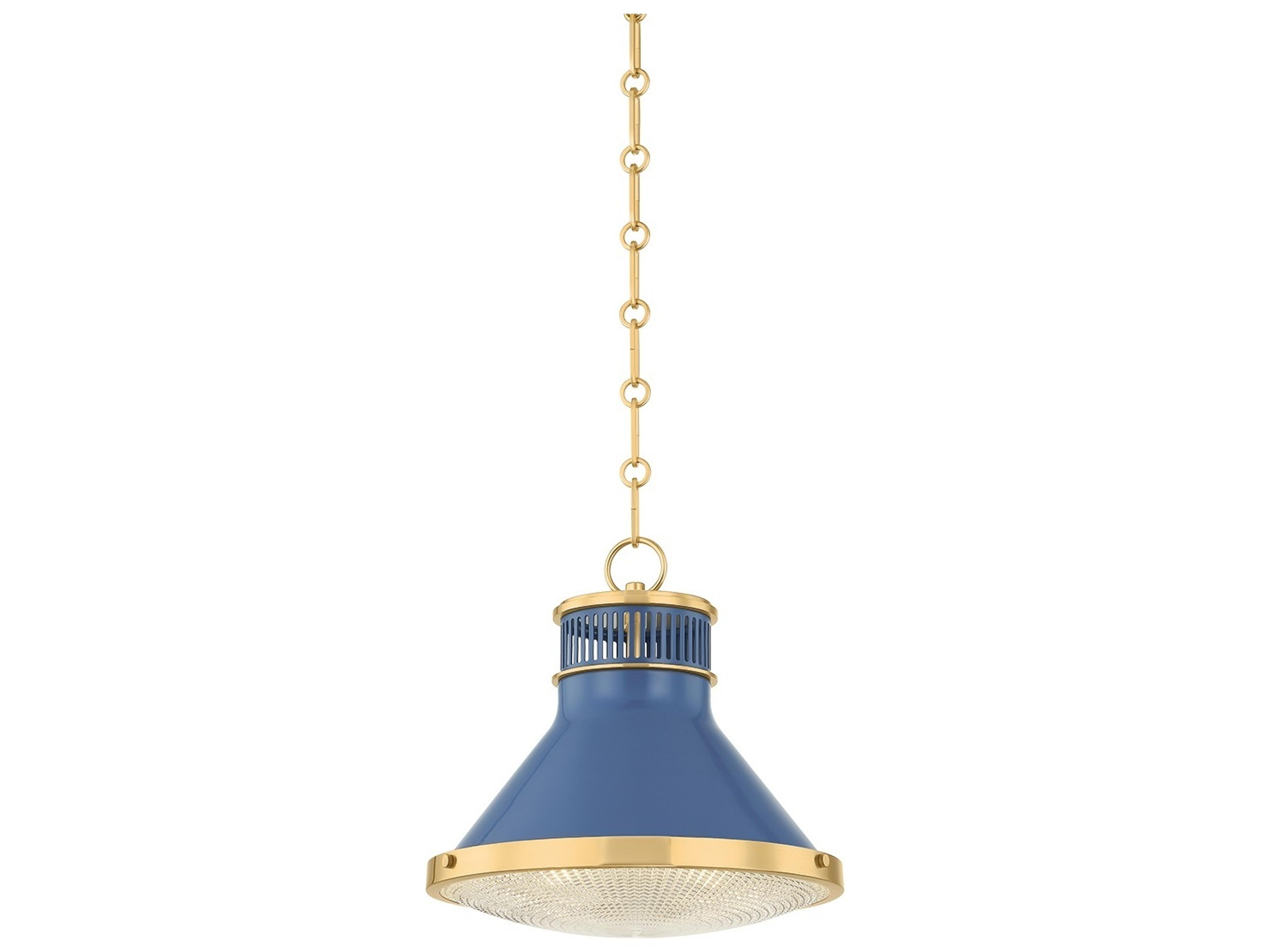 Highclere 1-Light Aged Brass Soft French Blue Mini Pendant