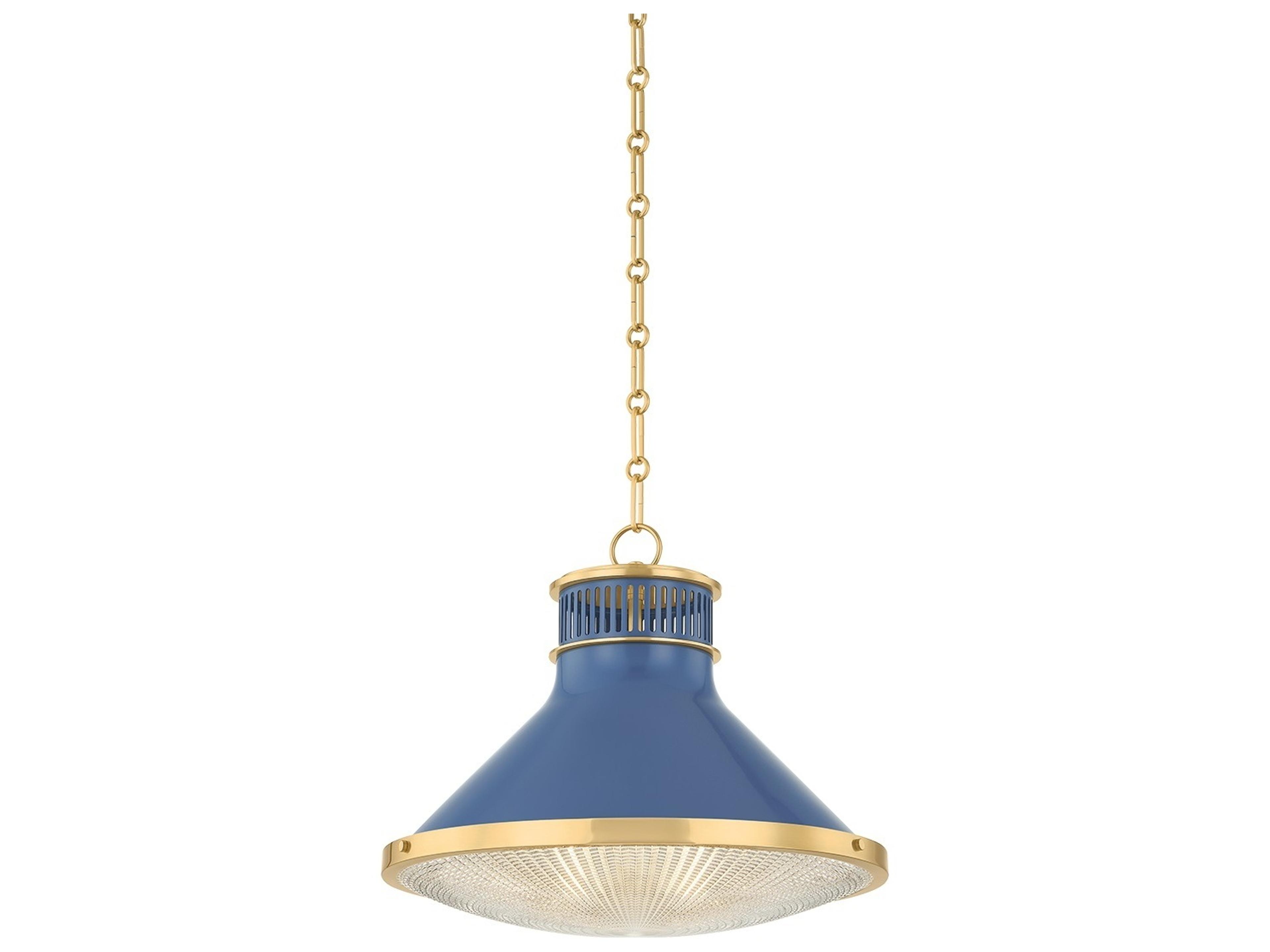 Highclere 1-Light Aged Brass Soft French Blue Pendant