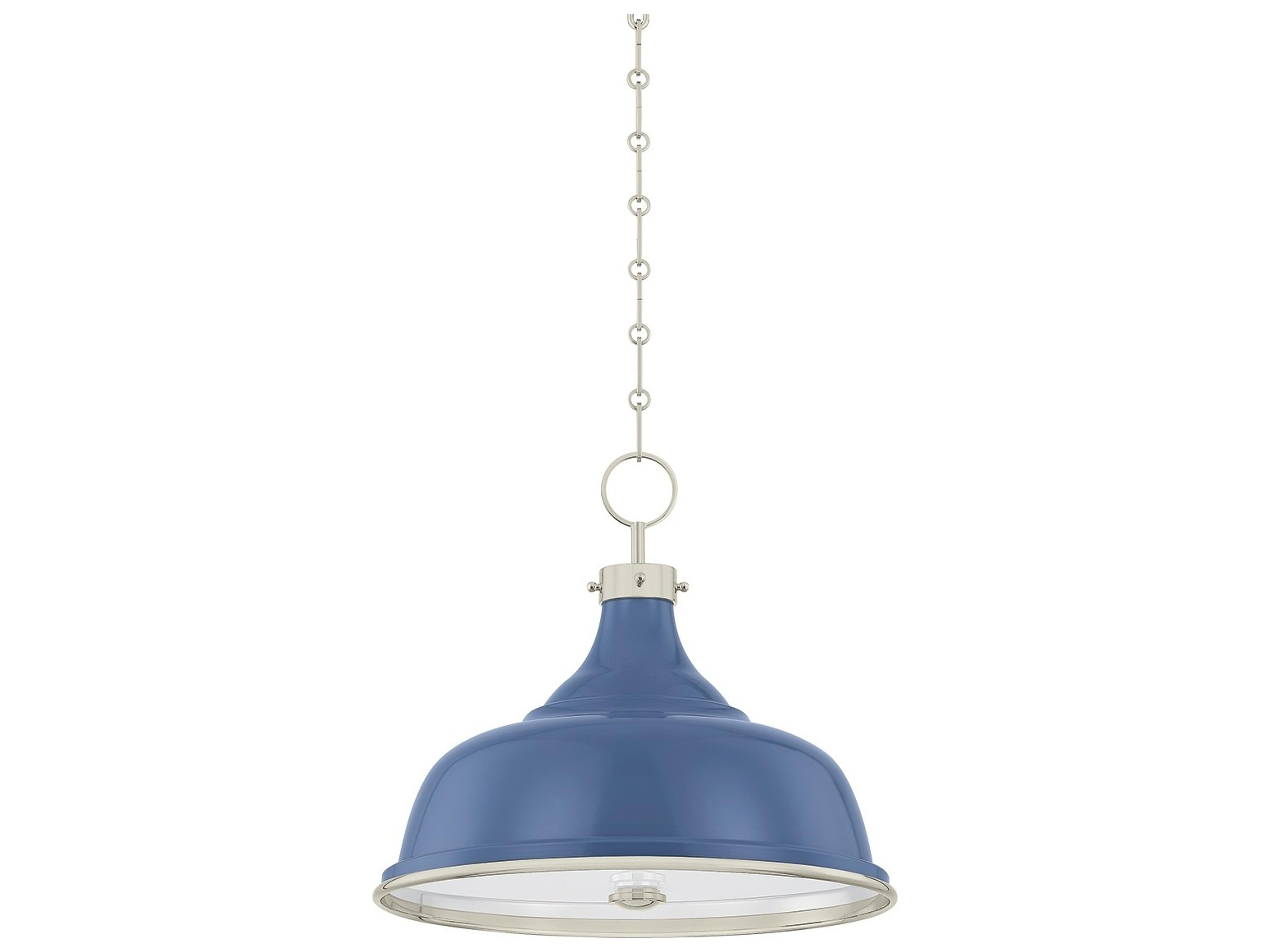 Painted No. 1 3-Light Polished Nickel Soft French Blue Pendant