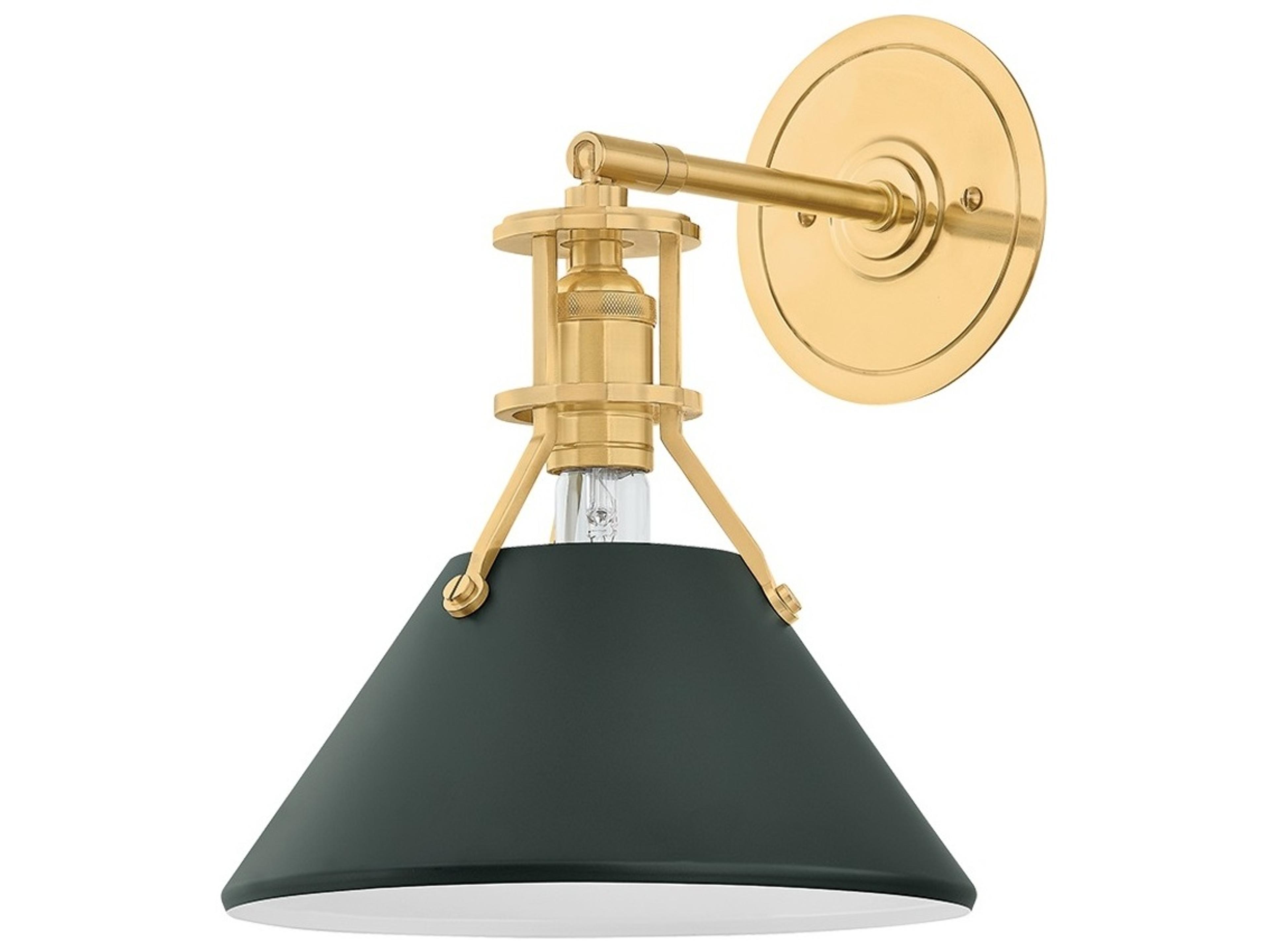 Painted No. 2 1-Light Aged Brass Soft Studio Green Wall Sconce